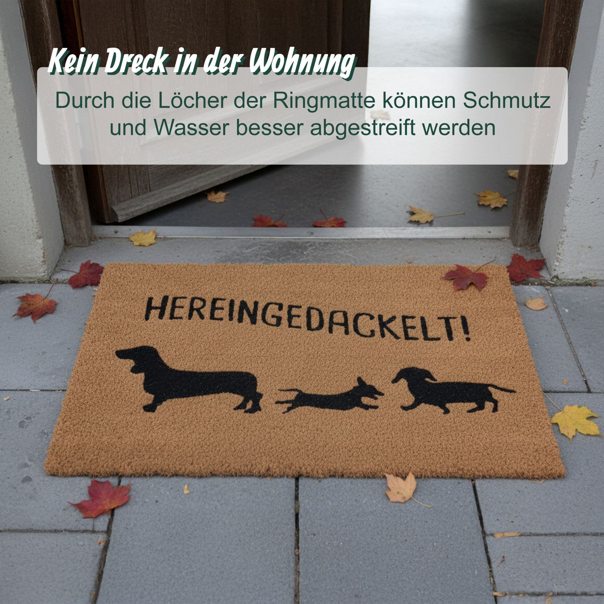 Kokos Fussmatte Tiere 80x50cm Hellbraun-Schwarz von Relaxdays