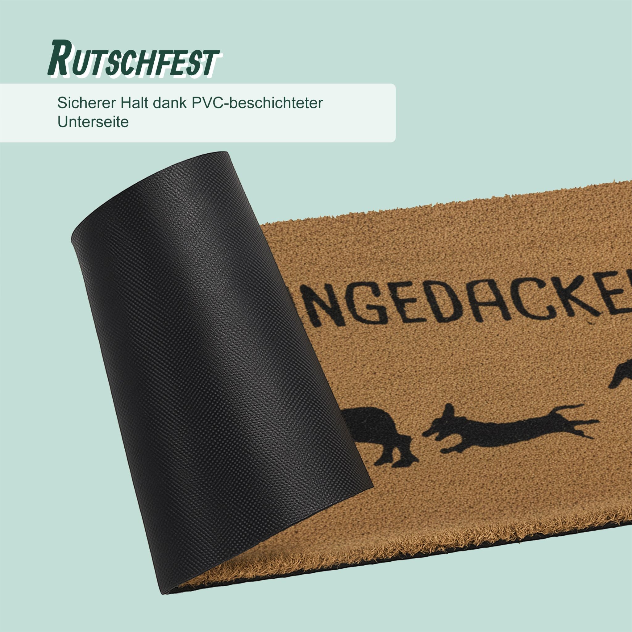 Kokos Fussmatte Tiere 80x50cm Hellbraun-Schwarz von Relaxdays