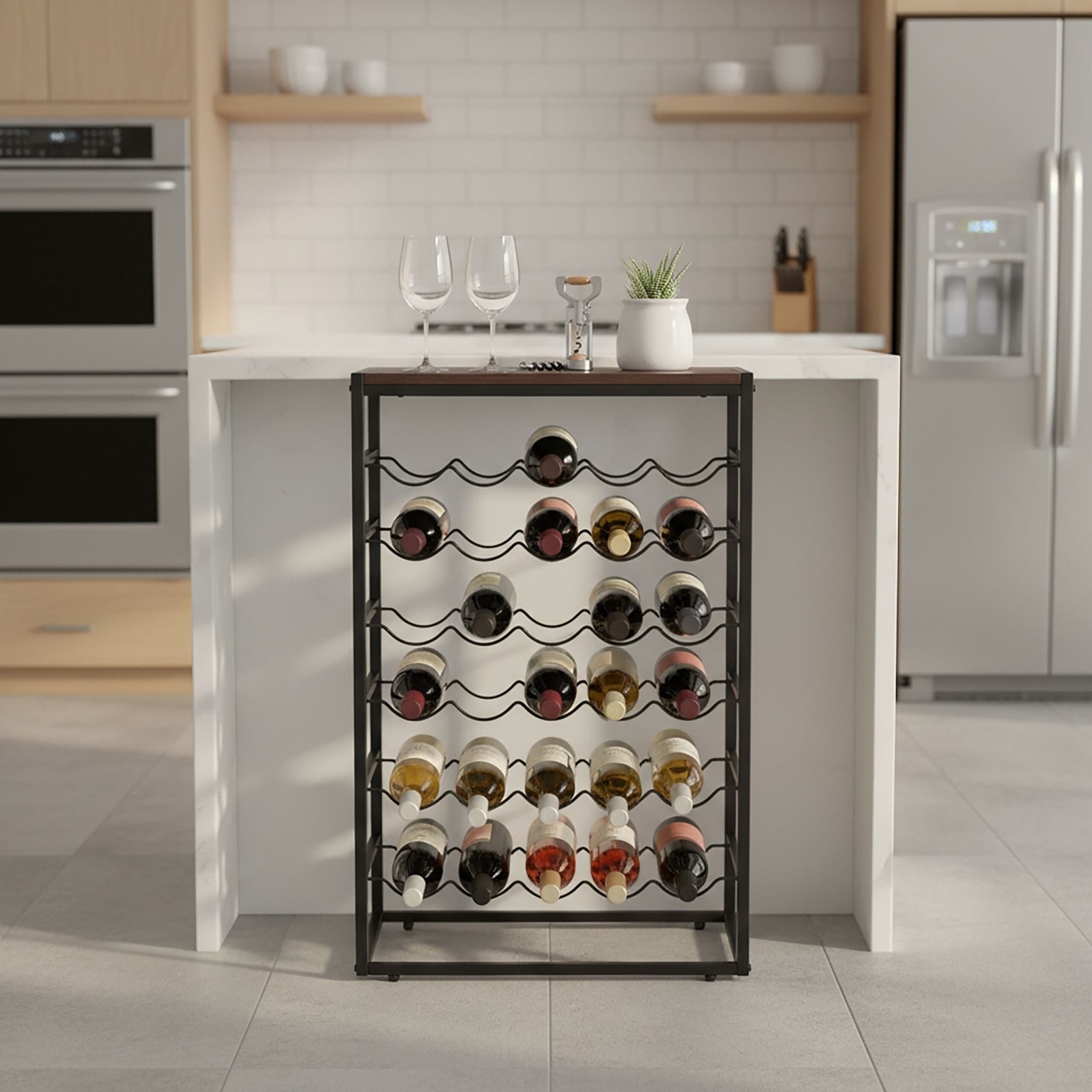 Weinregal für 30 Flaschen Dunkelbraun-Schwarz von Relaxdays