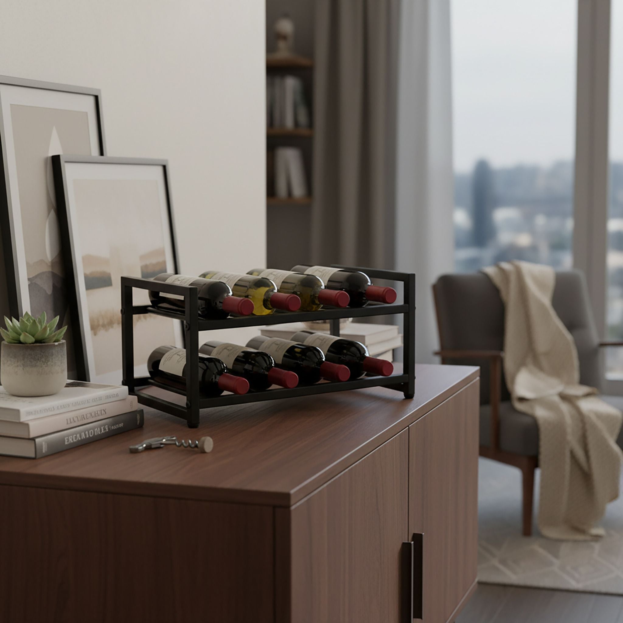 Weinregal Metall 8 Flaschen Schwarz von Relaxdays