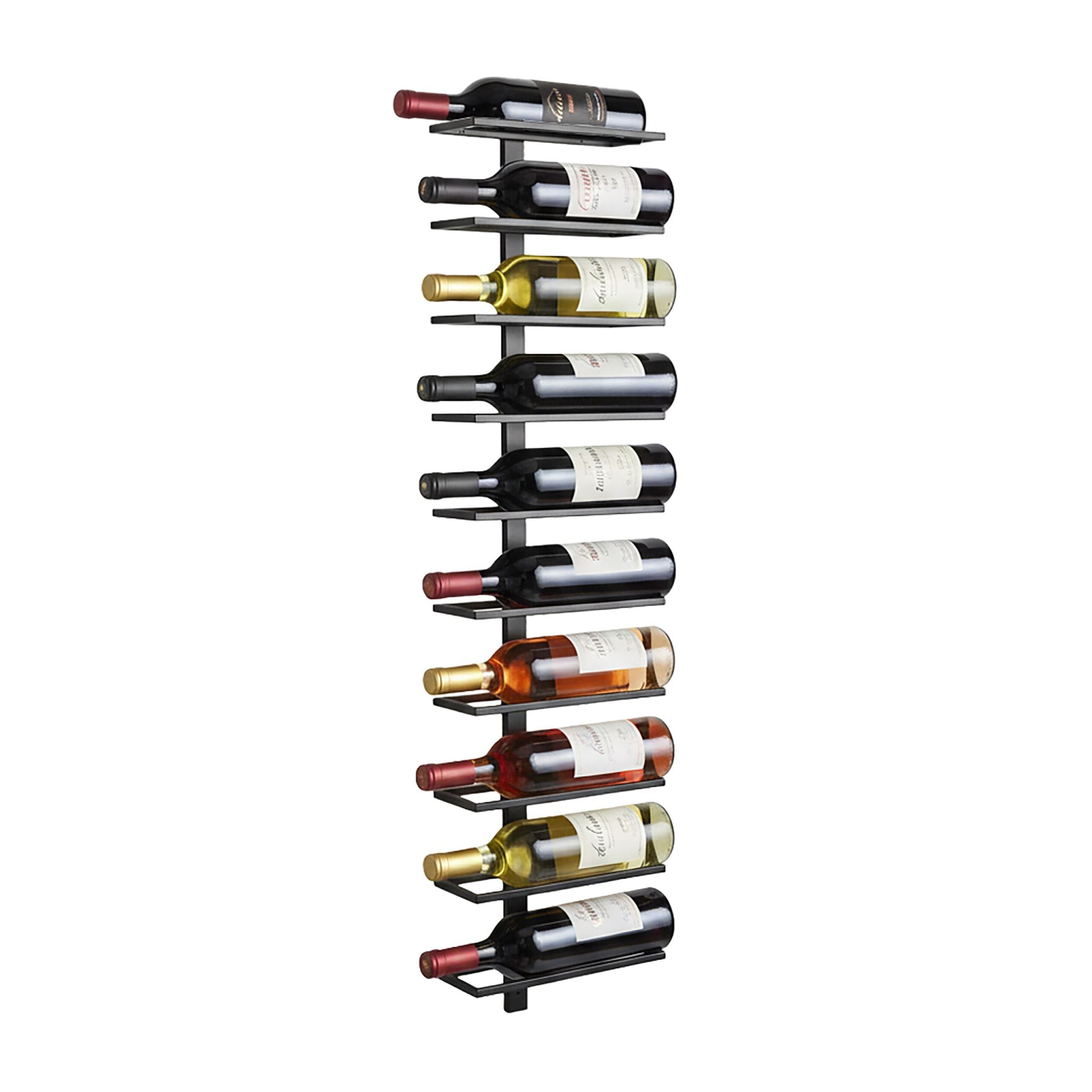 Weinregal Wand für 10 Flaschen Schwarz von Relaxdays