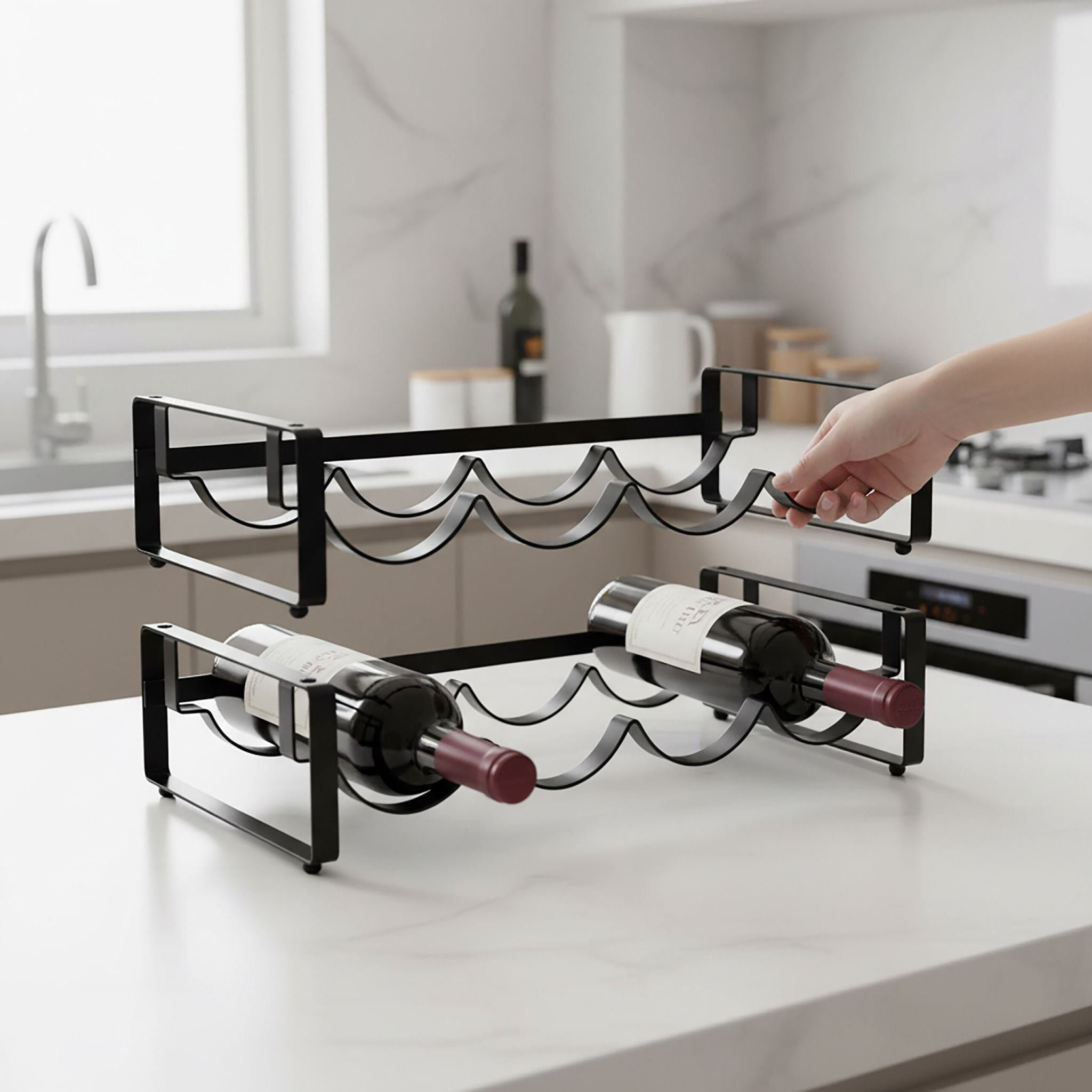 Weinregal Metall stapelbar Schwarz von Relaxdays