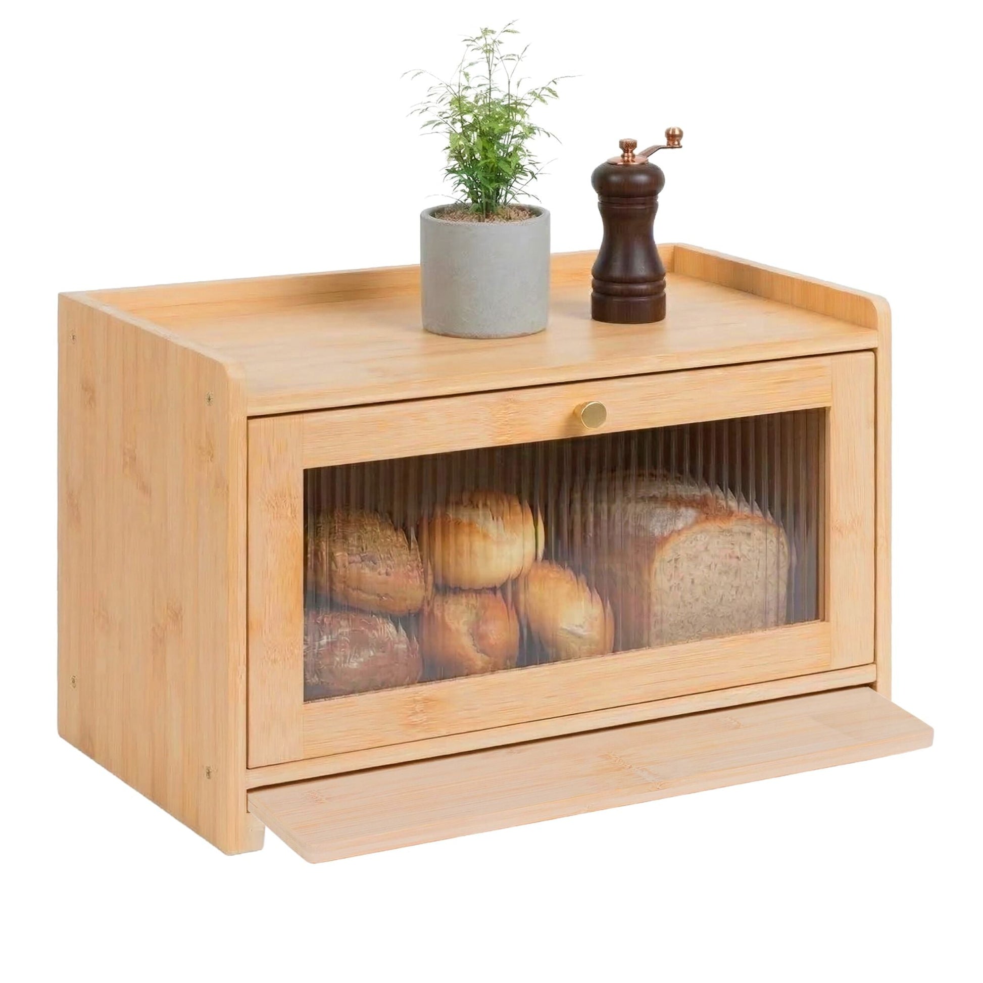 Brotkasten mit Schneidebrett Hellbraun von Relaxdays