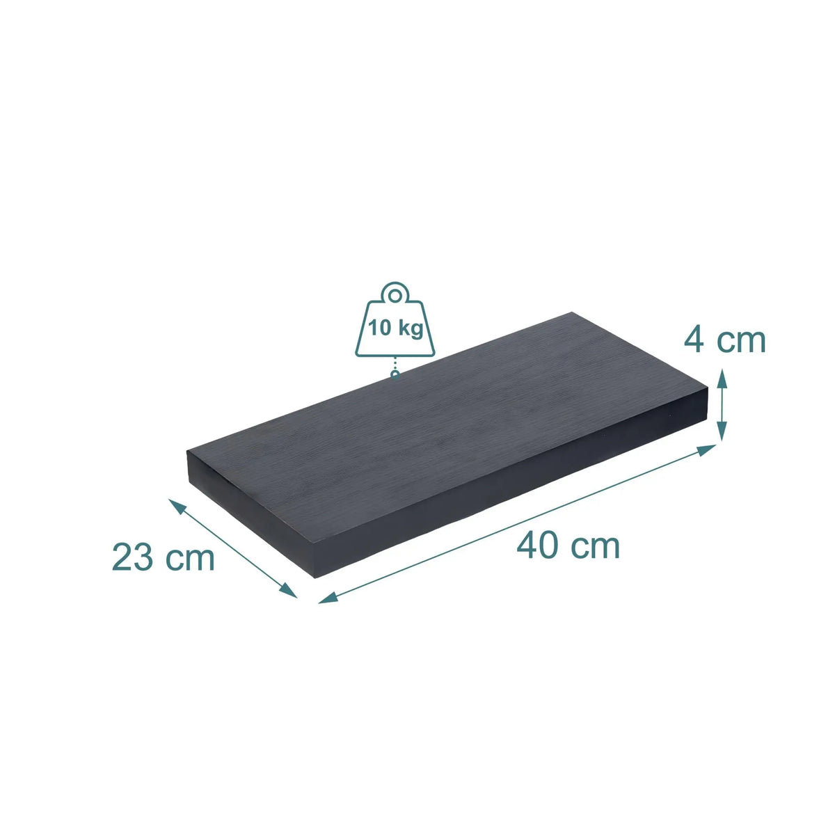 Wandregal mit Metallhalterung Schwarz von Relaxdays