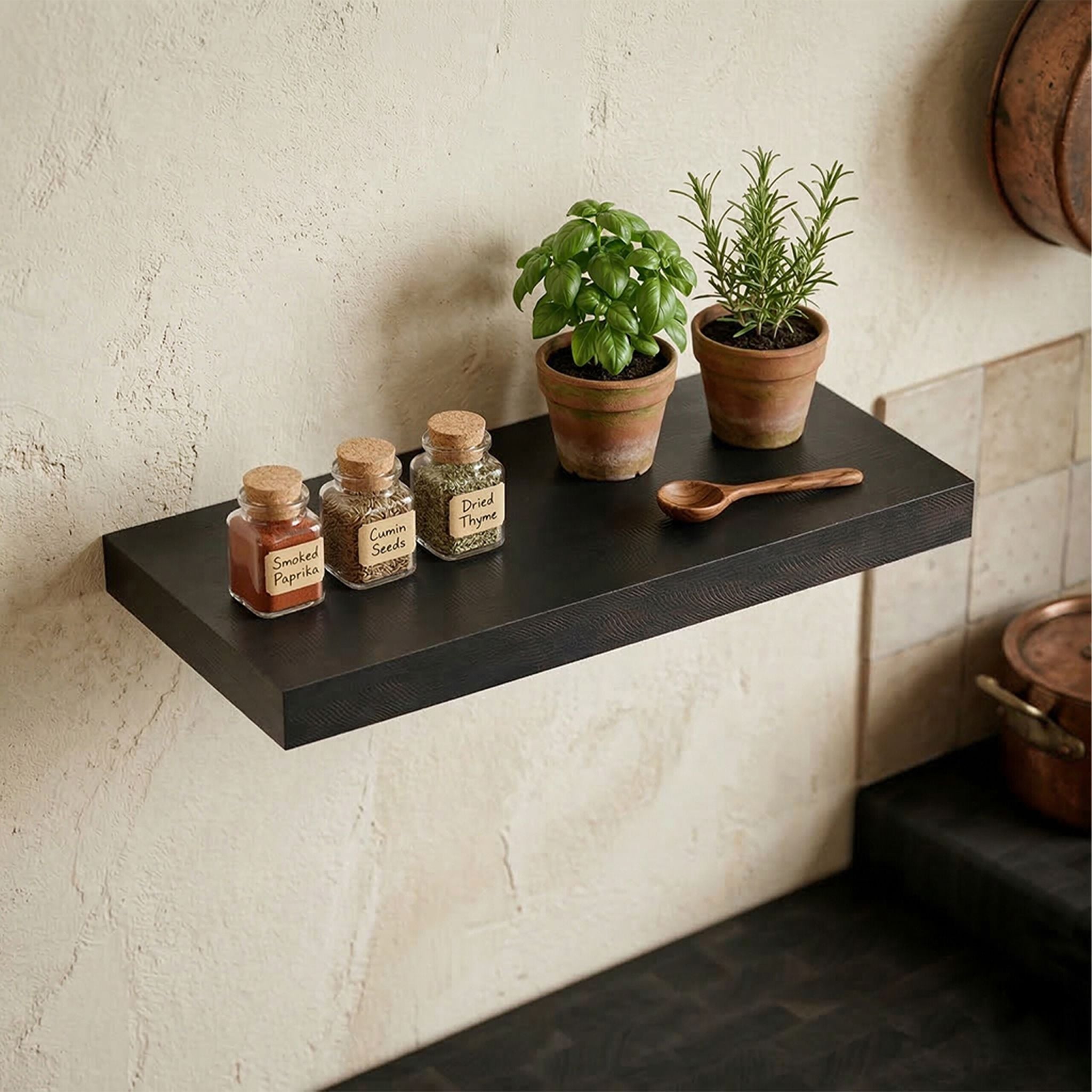 Wandregal mit Metallhalterung Schwarz von Relaxdays