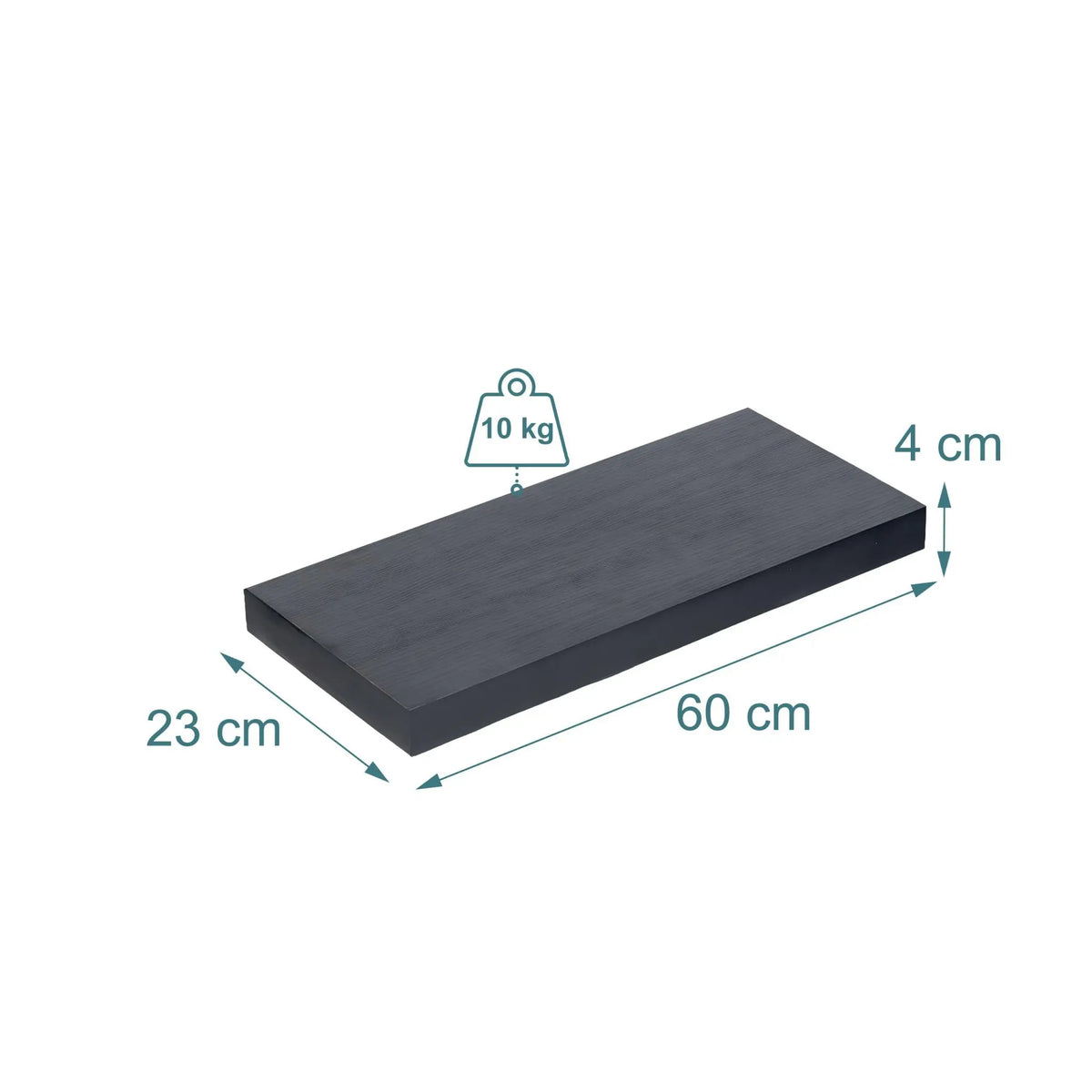 Wandregal mit Metallhalterung Schwarz von Relaxdays