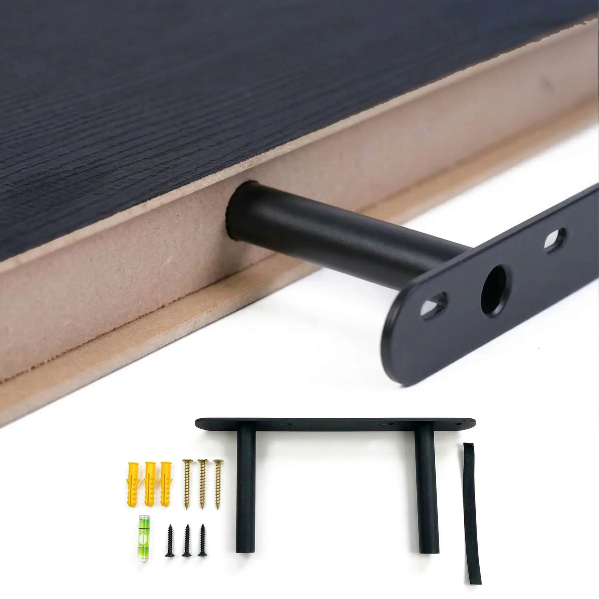 Wandregal mit Metallhalterung Schwarz von Relaxdays