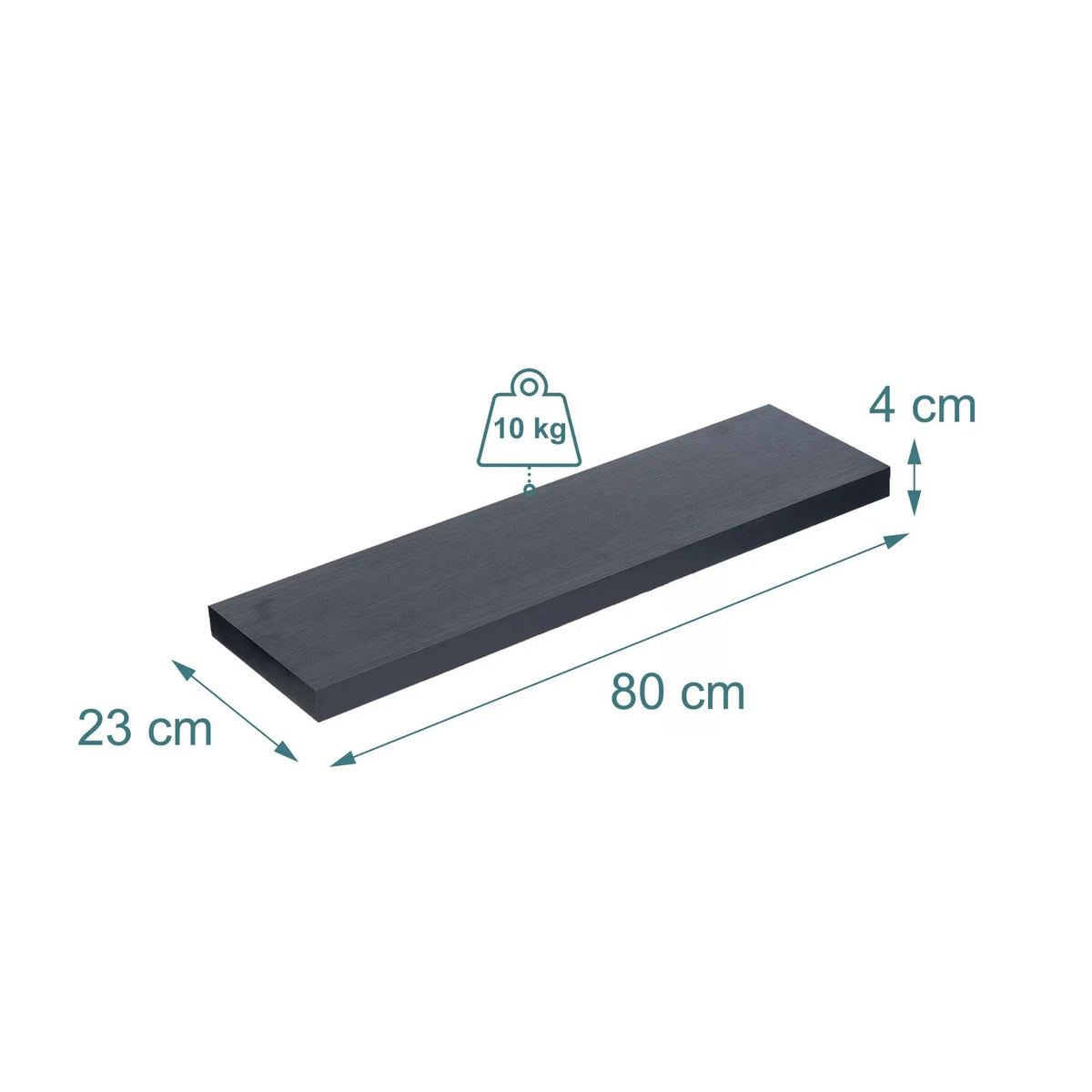 Wandregal mit Metallhalterung Schwarz von Relaxdays