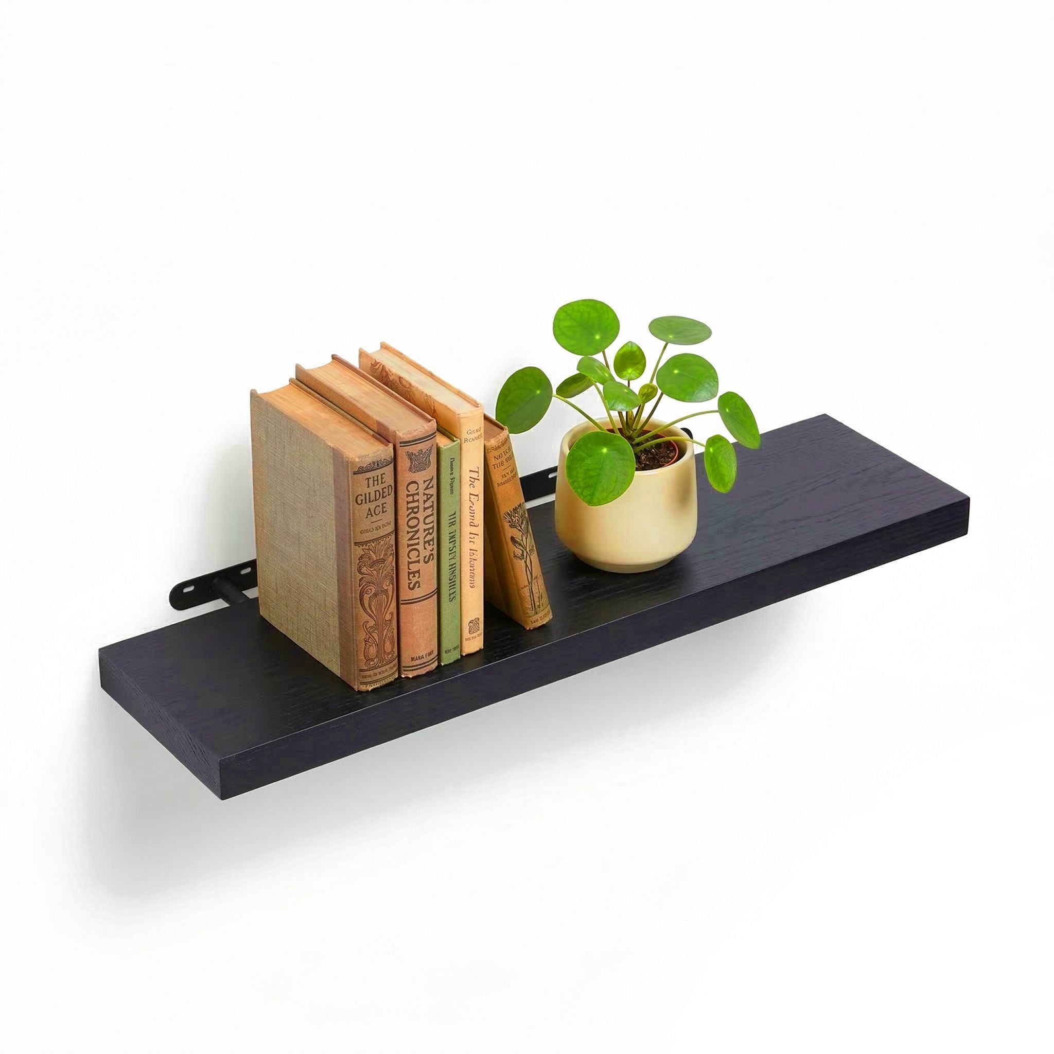 Wandregal mit Metallhalterung Schwarz von Relaxdays