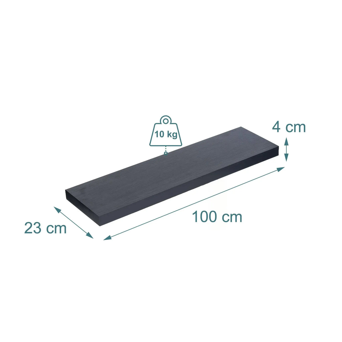 Wandregal mit Metallhalterung Schwarz von Relaxdays