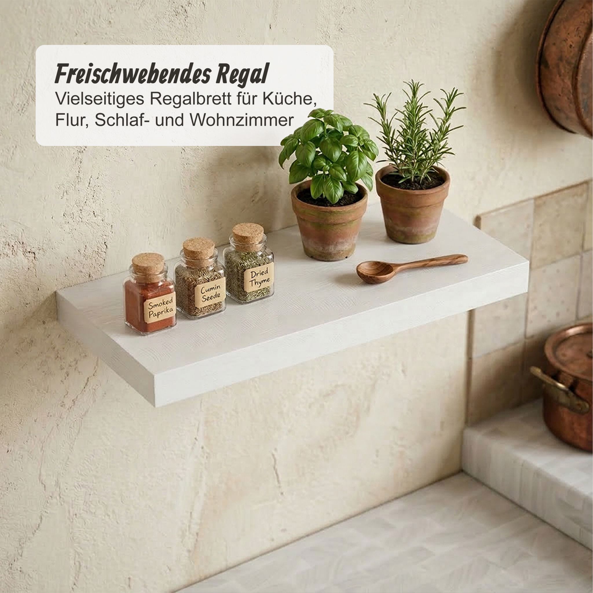 Wandregal mit Metallhalterung Weiss-Schwarz von Relaxdays