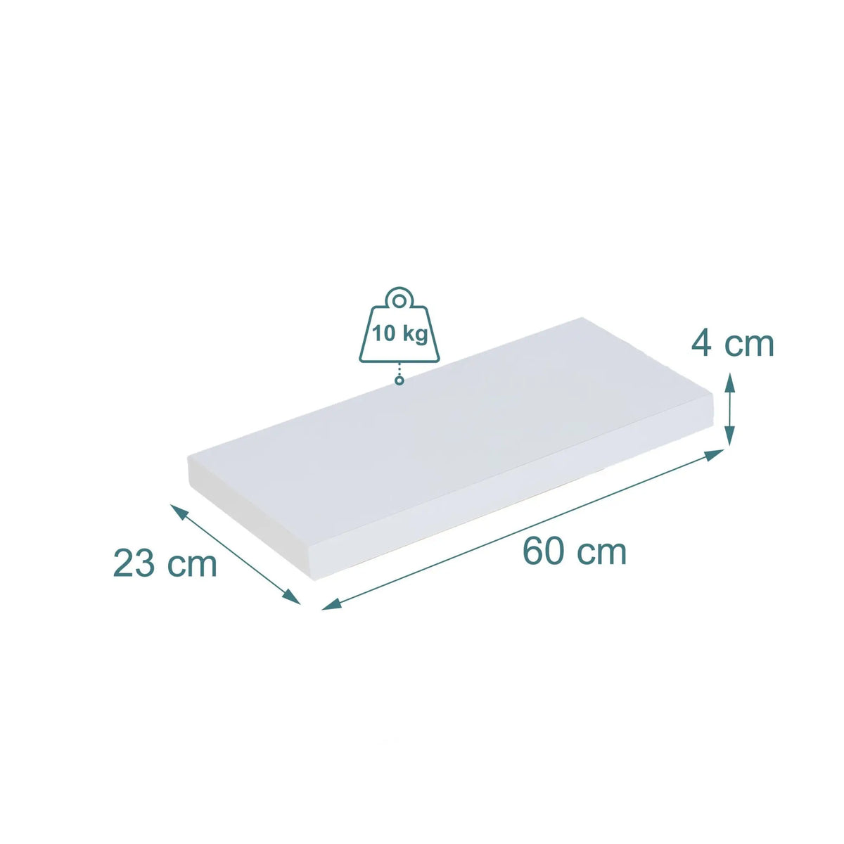 Wandregal mit Metallhalterung Weiss-Schwarz von Relaxdays