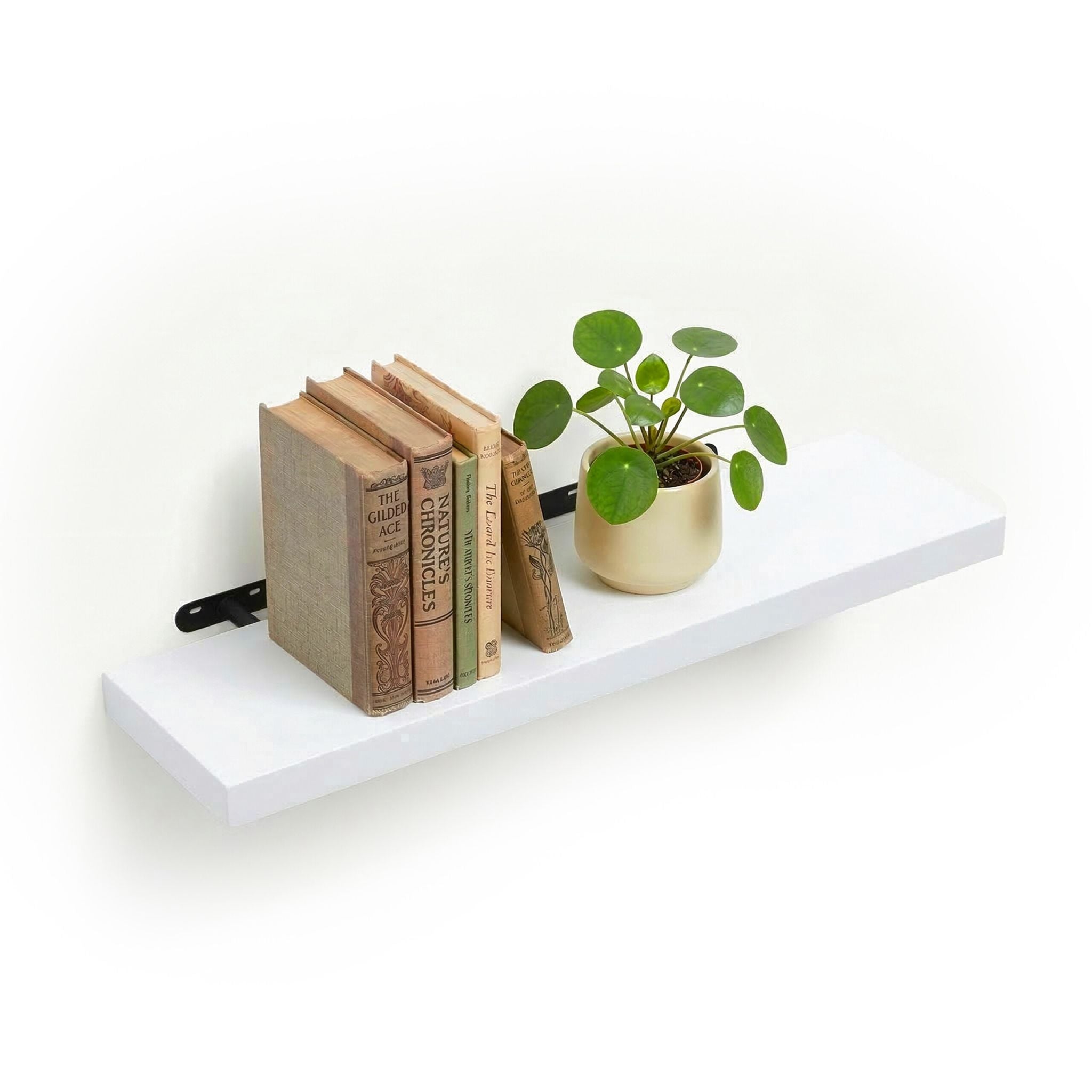 Wandregal mit Metallhalterung Weiss-Schwarz von Relaxdays
