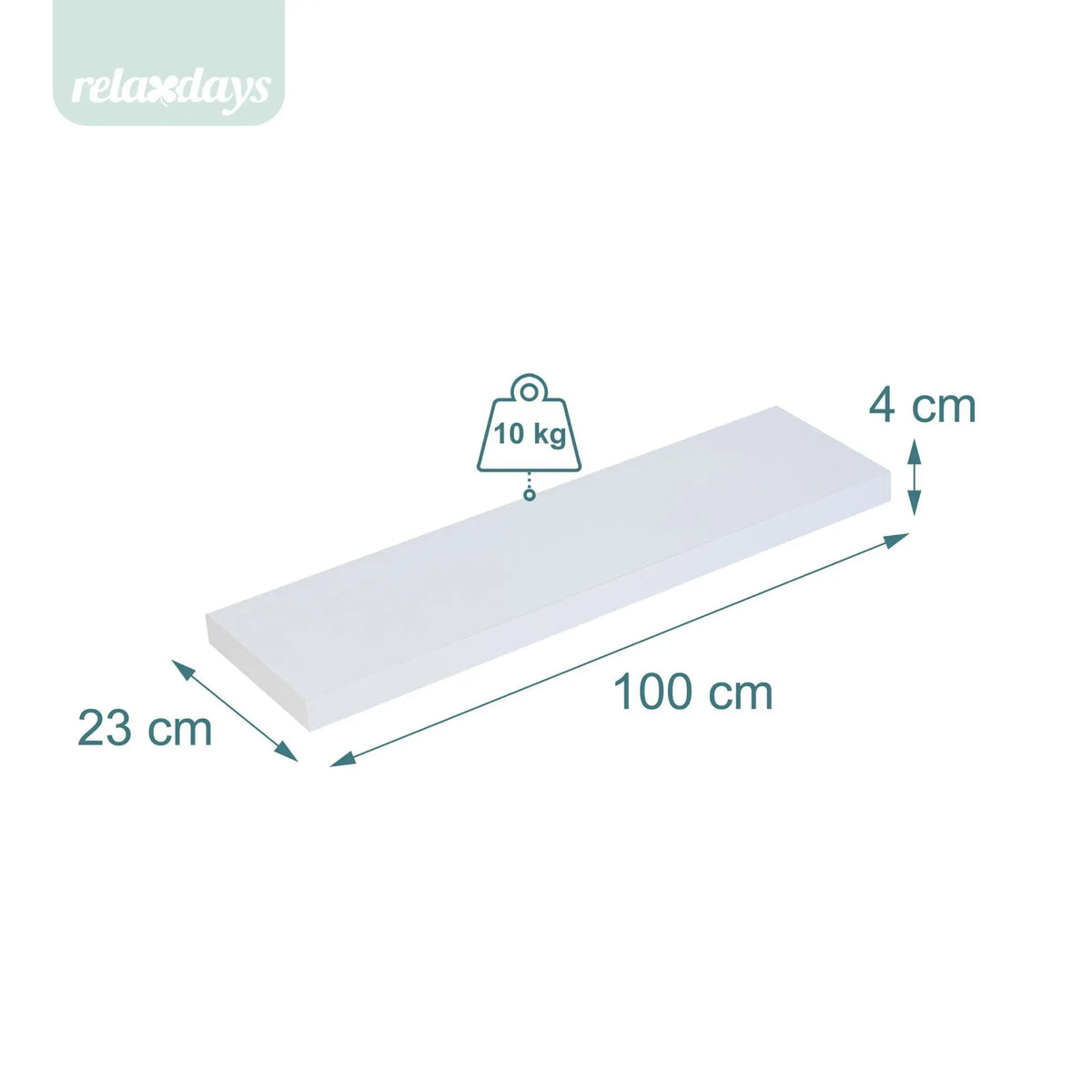 Wandregal mit Metallhalterung Weiss-Schwarz von Relaxdays