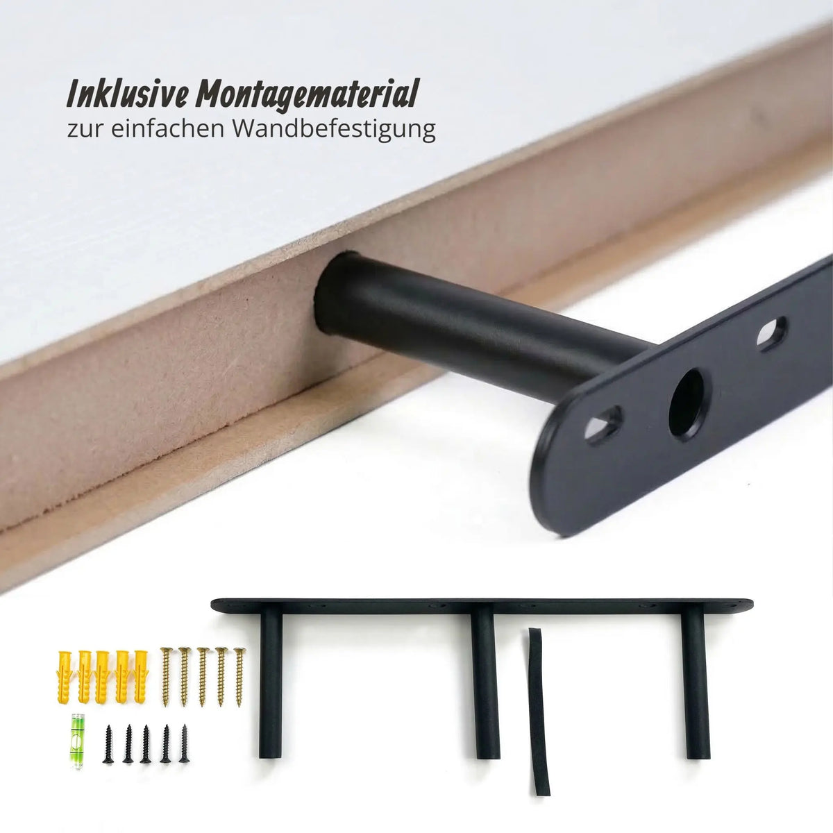 Wandregal mit Metallhalterung Weiss-Schwarz von Relaxdays