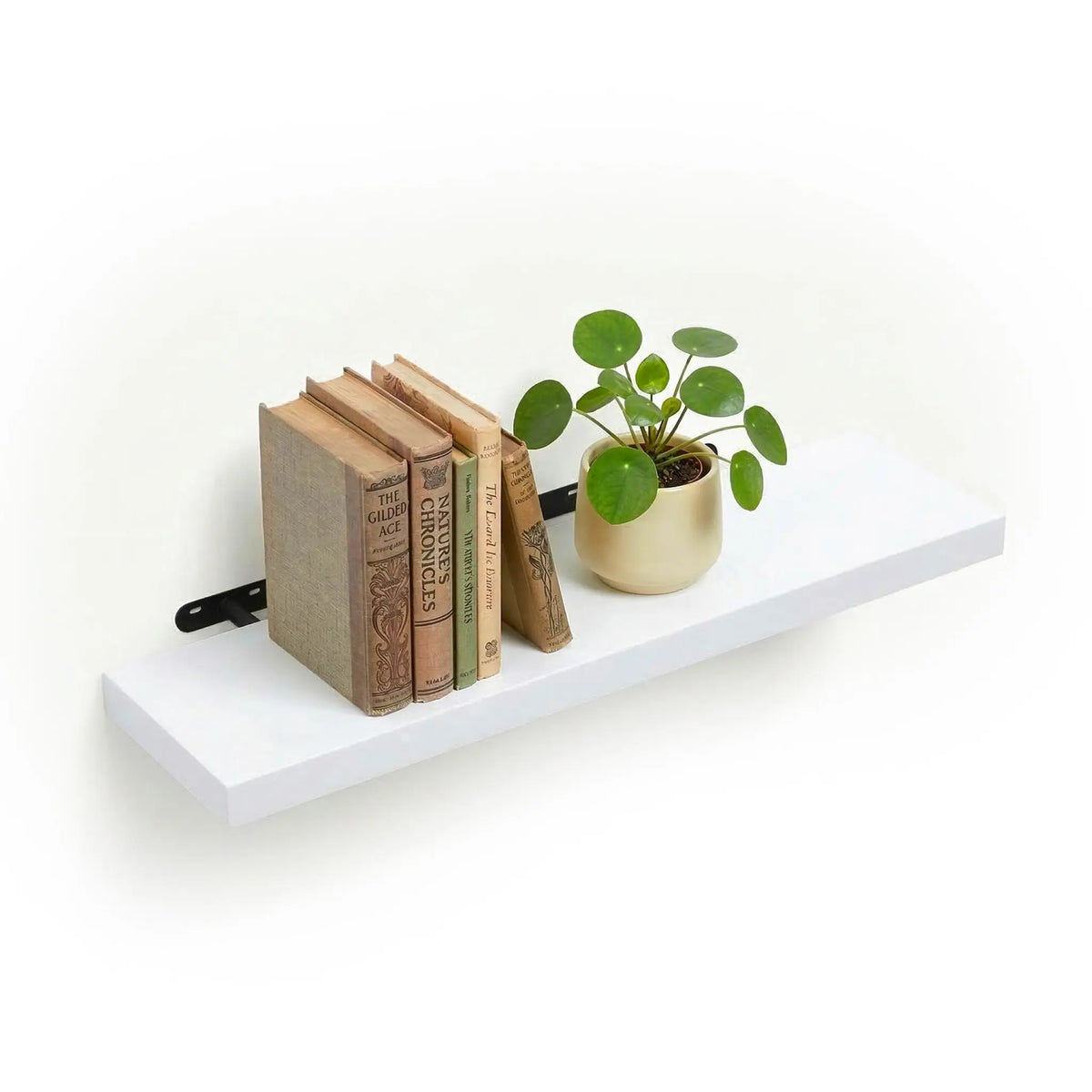 Wandregal mit Metallhalterung Weiss-Schwarz von Relaxdays