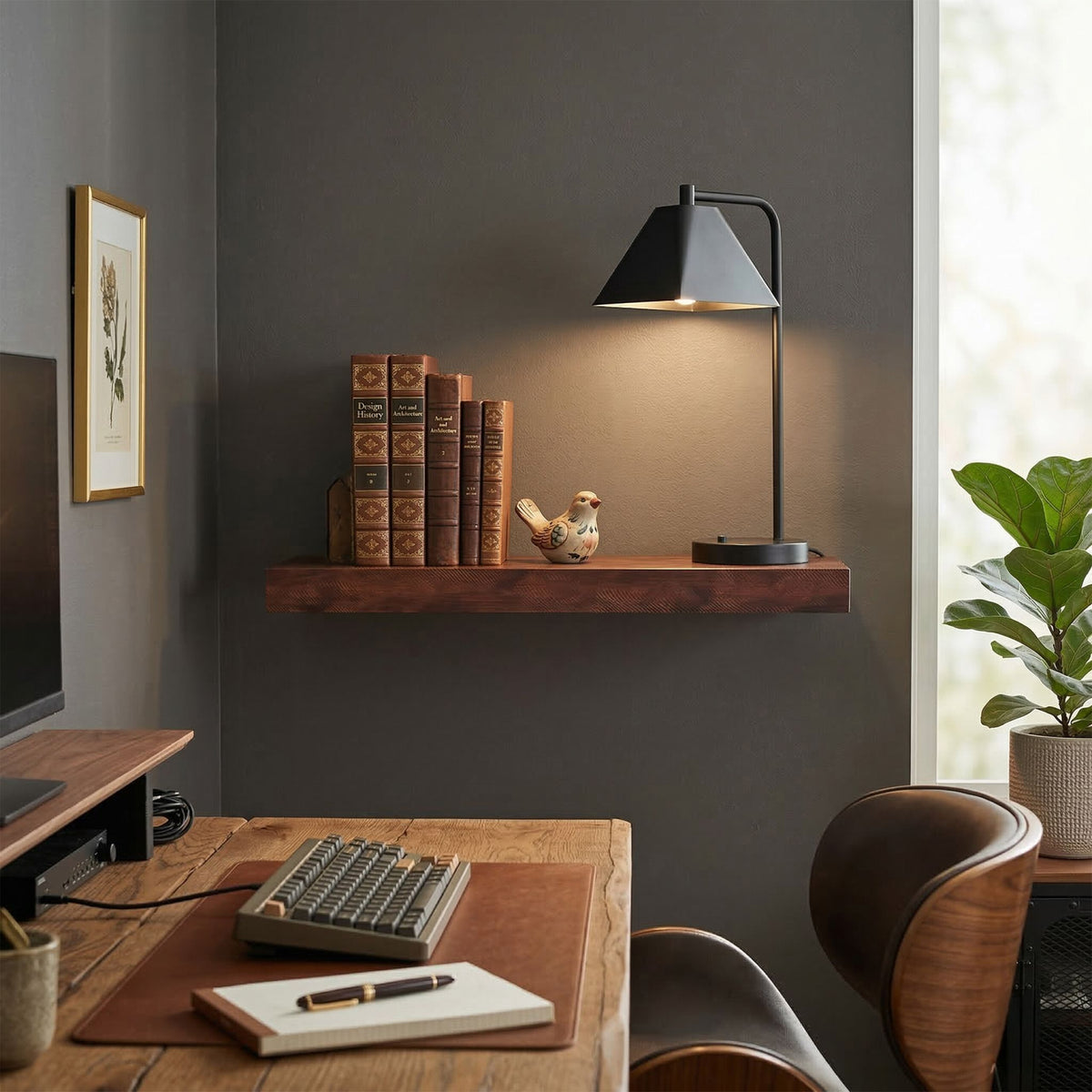 Wandregal mit Metallhalterung Braun-Schwarz von Relaxdays