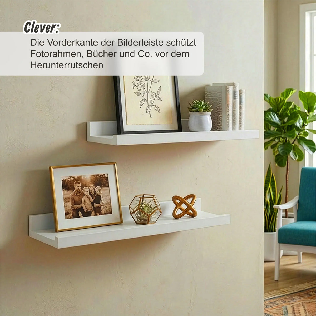 Schmales Wandregal Walnussholz Weiss von Relaxdays