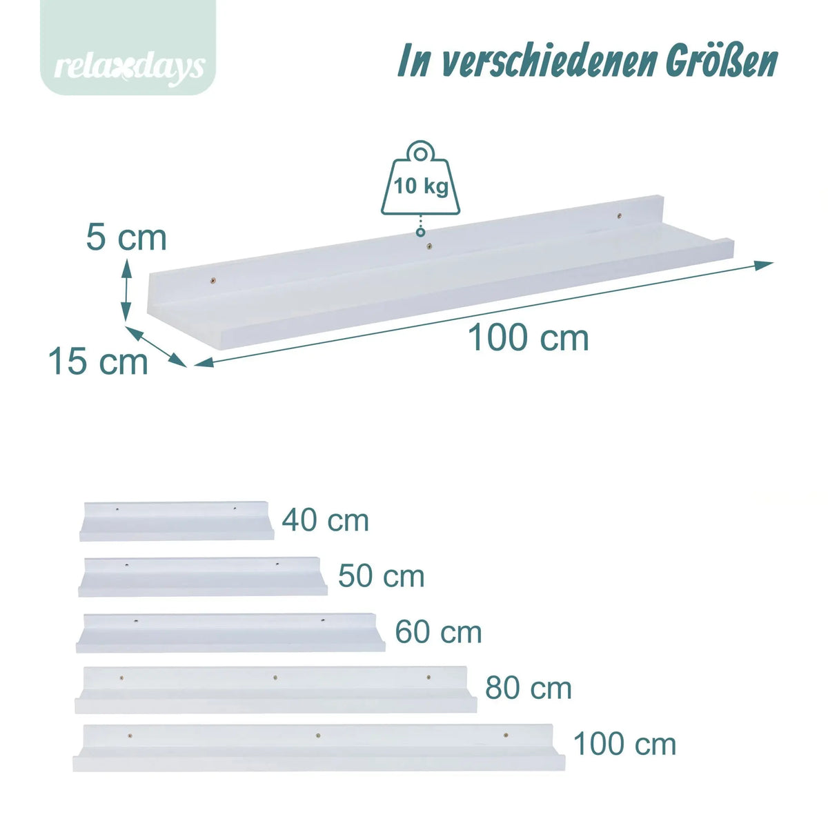 Schmales Wandregal Walnussholz Weiss von Relaxdays