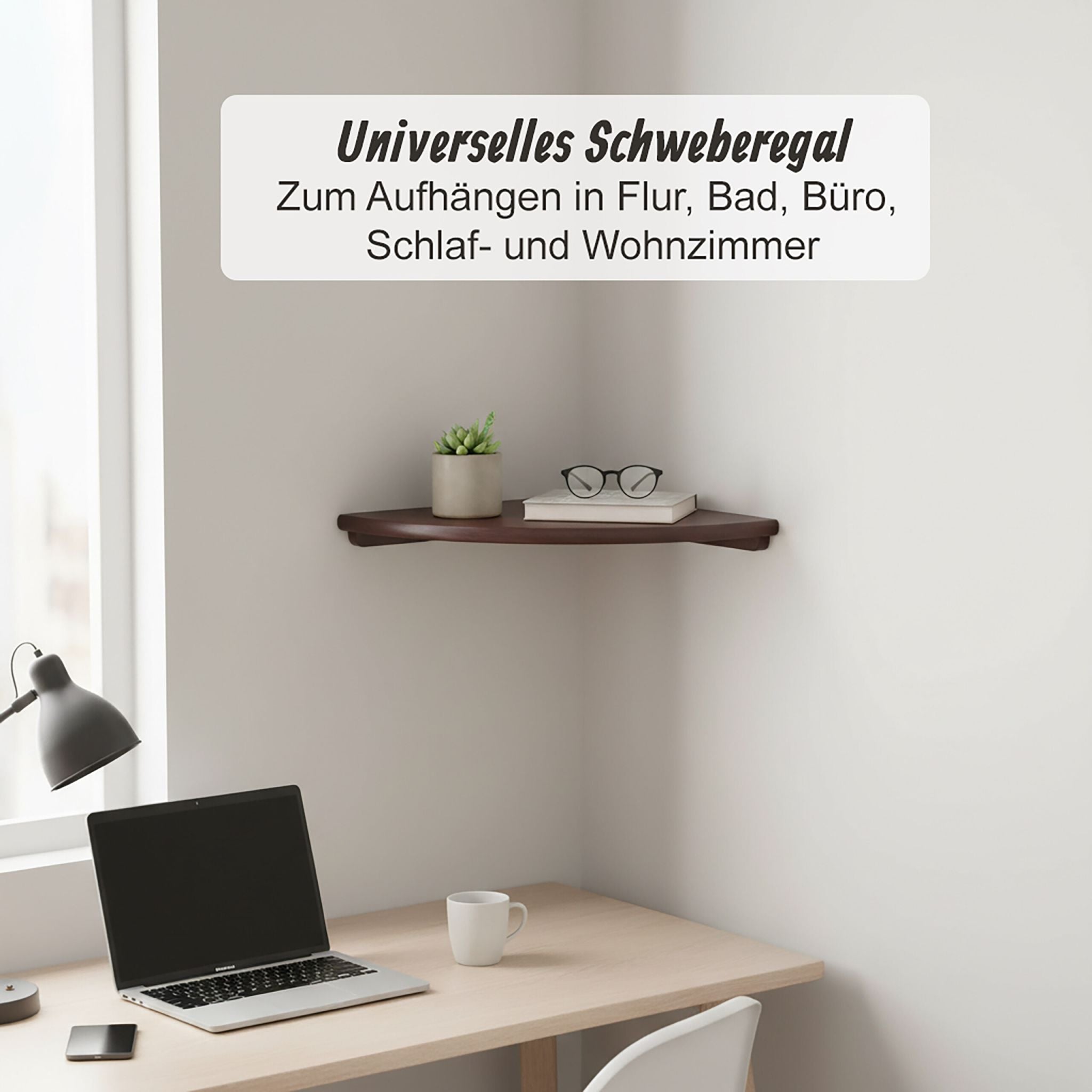 Eckregal Wand Walnussholz Braun