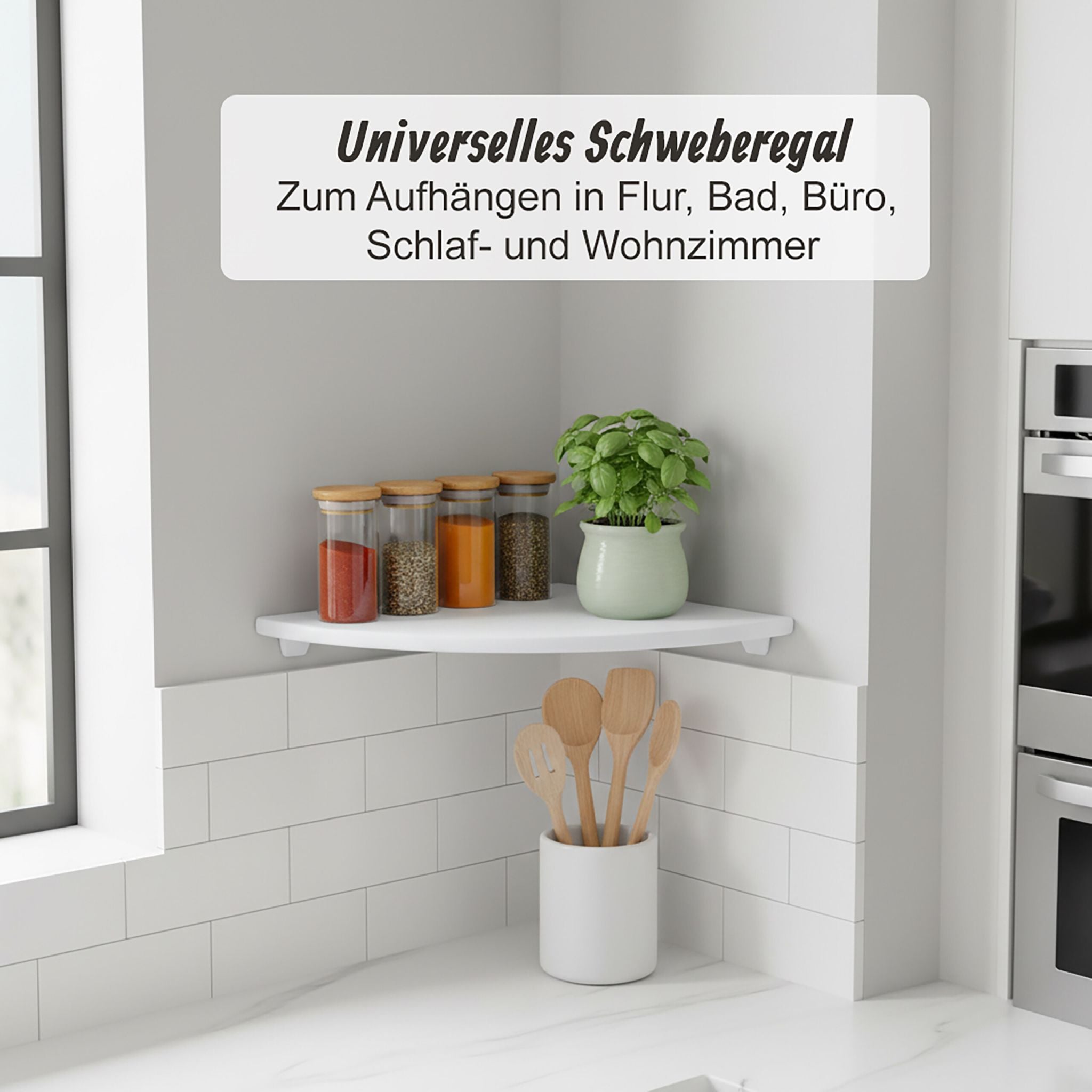 Eckregal Wand Walnussholz Weiss