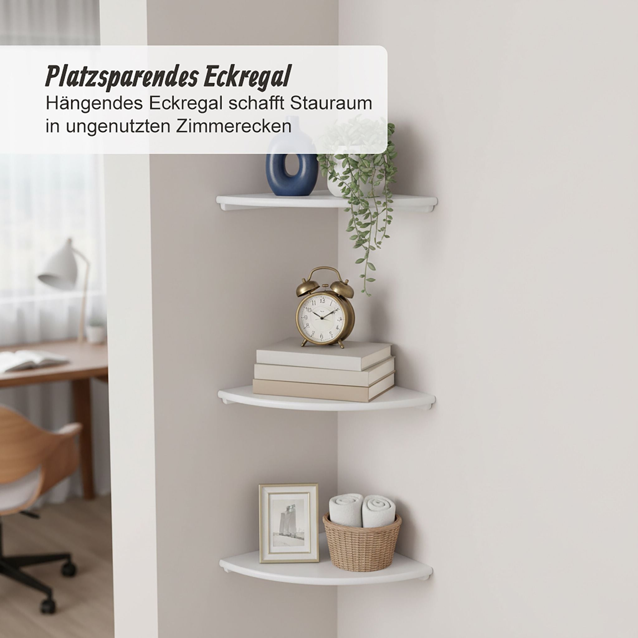 Eckregal Wand Walnussholz Weiss