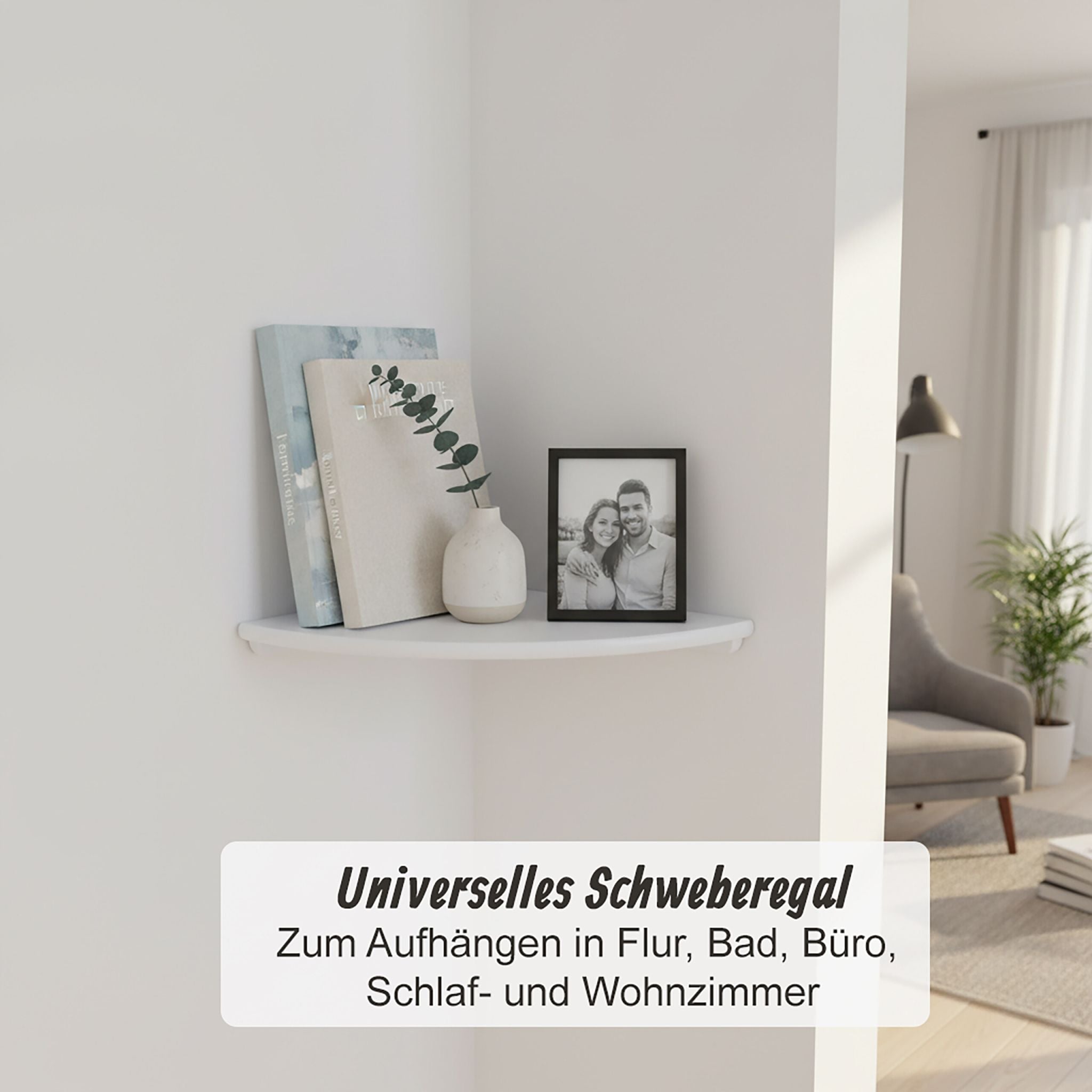 Eckregal Wand Walnussholz Weiss