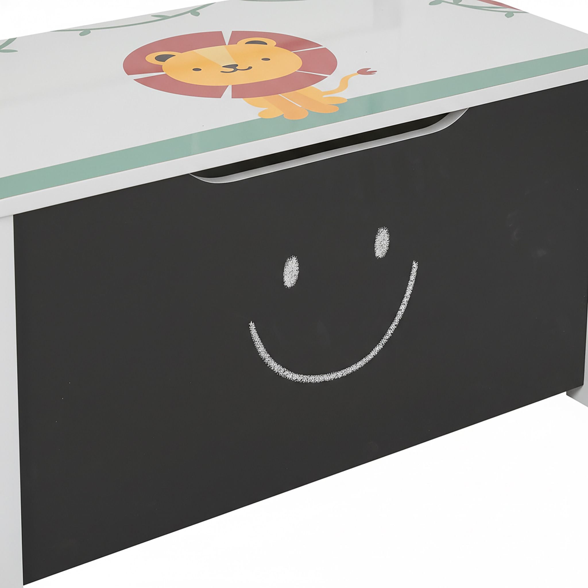 Kinderbank mit Stauraum & Tafel Weiss-Grün-Schwarz von Relaxdays