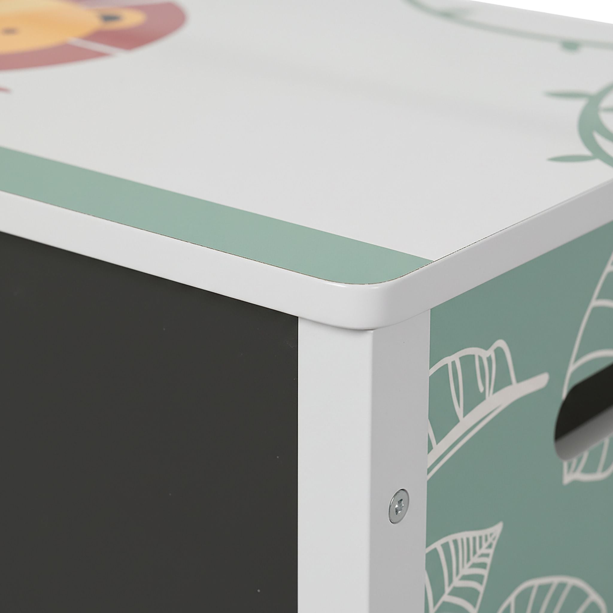 Kinderbank mit Stauraum & Tafel Weiss-Grün-Schwarz von Relaxdays