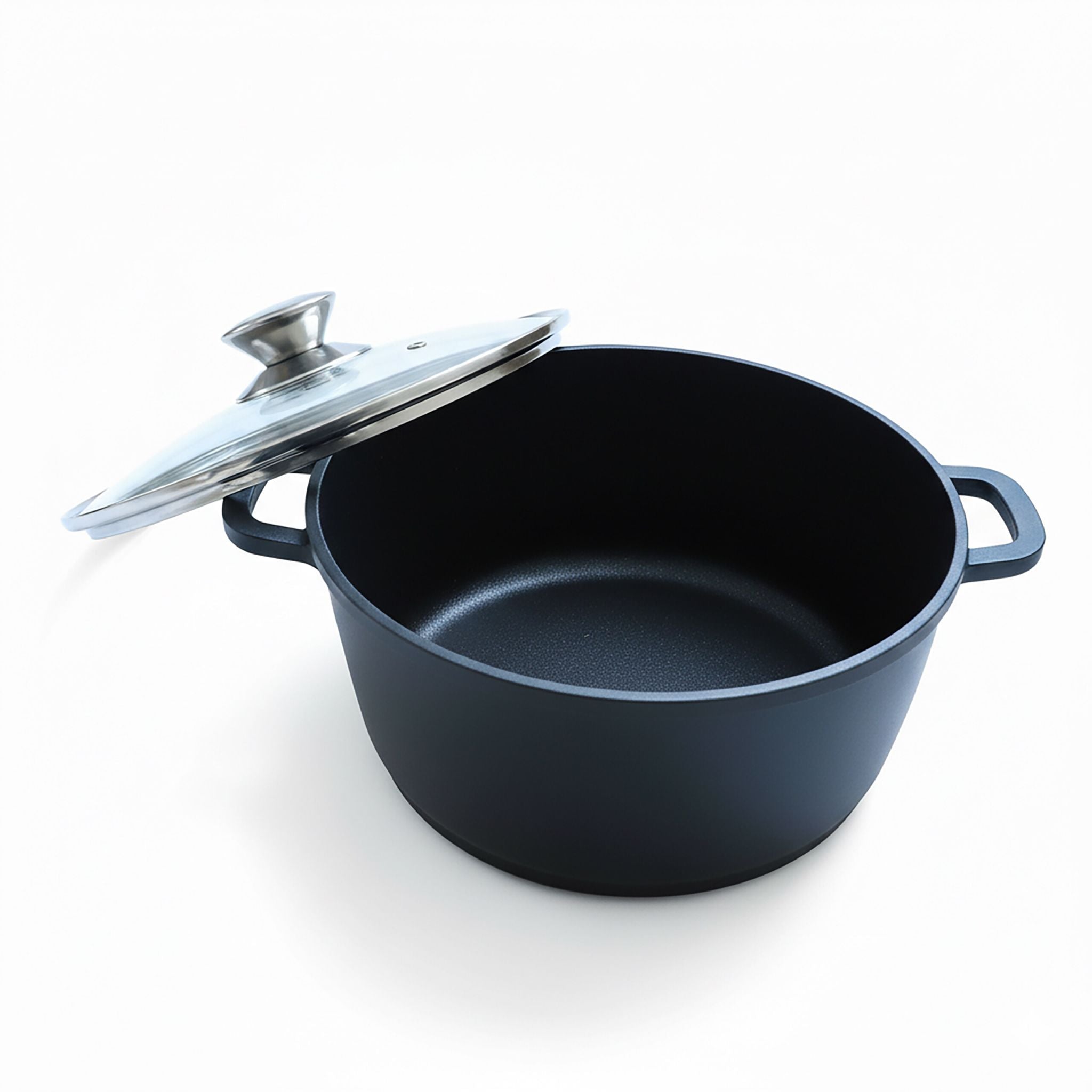 Schmortopf mit Glasdeckel Schwarz-Silber-Transparent von Relaxdays