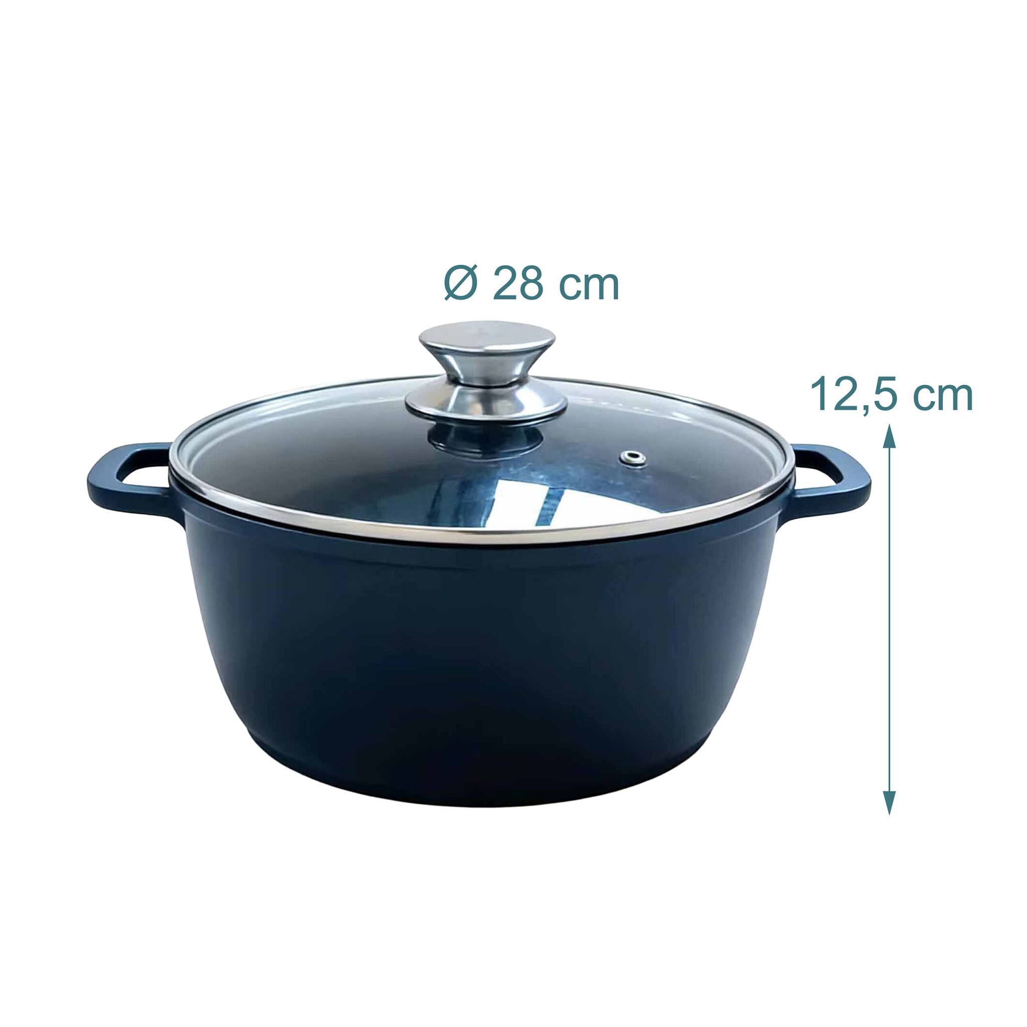 Schmortopf mit Glasdeckel Schwarz-Silber-Transparent von Relaxdays