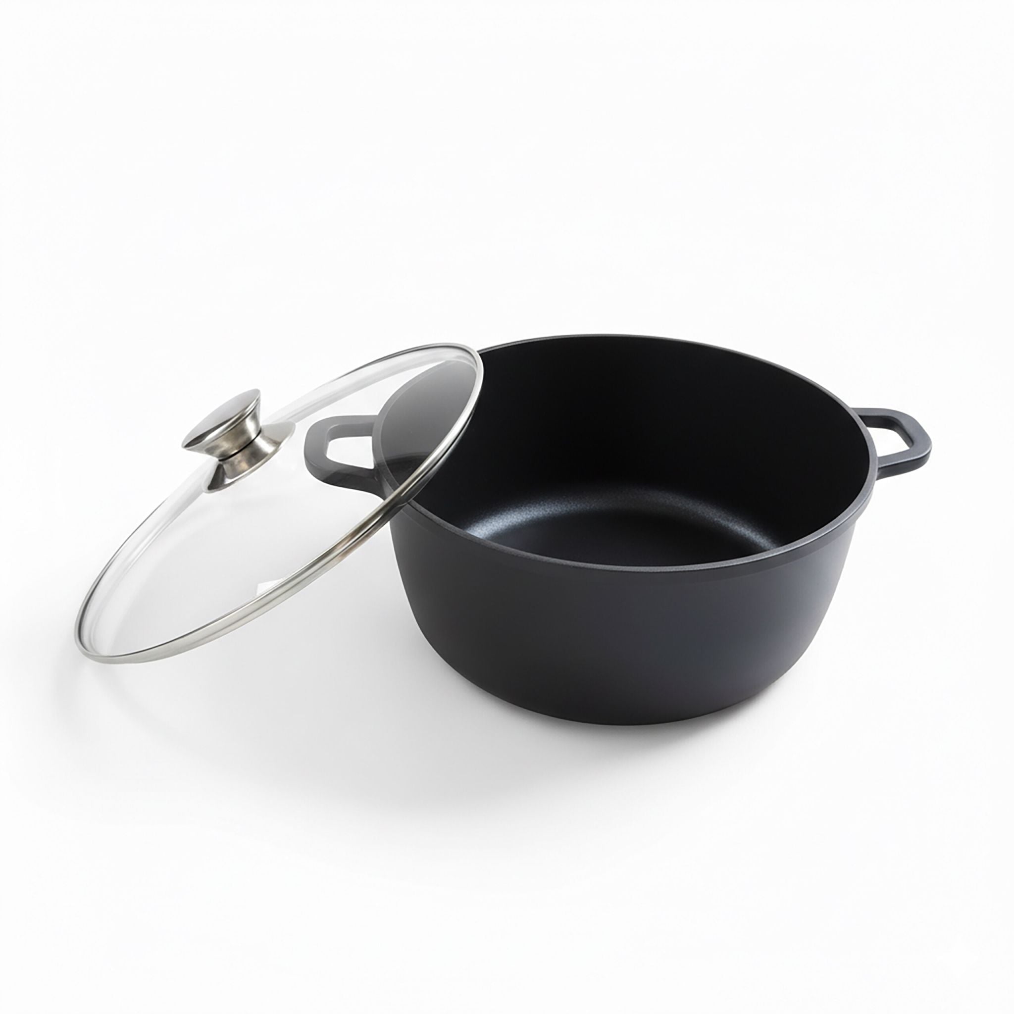 Schmortopf mit Glasdeckel Schwarz-Silber-Transparent von Relaxdays