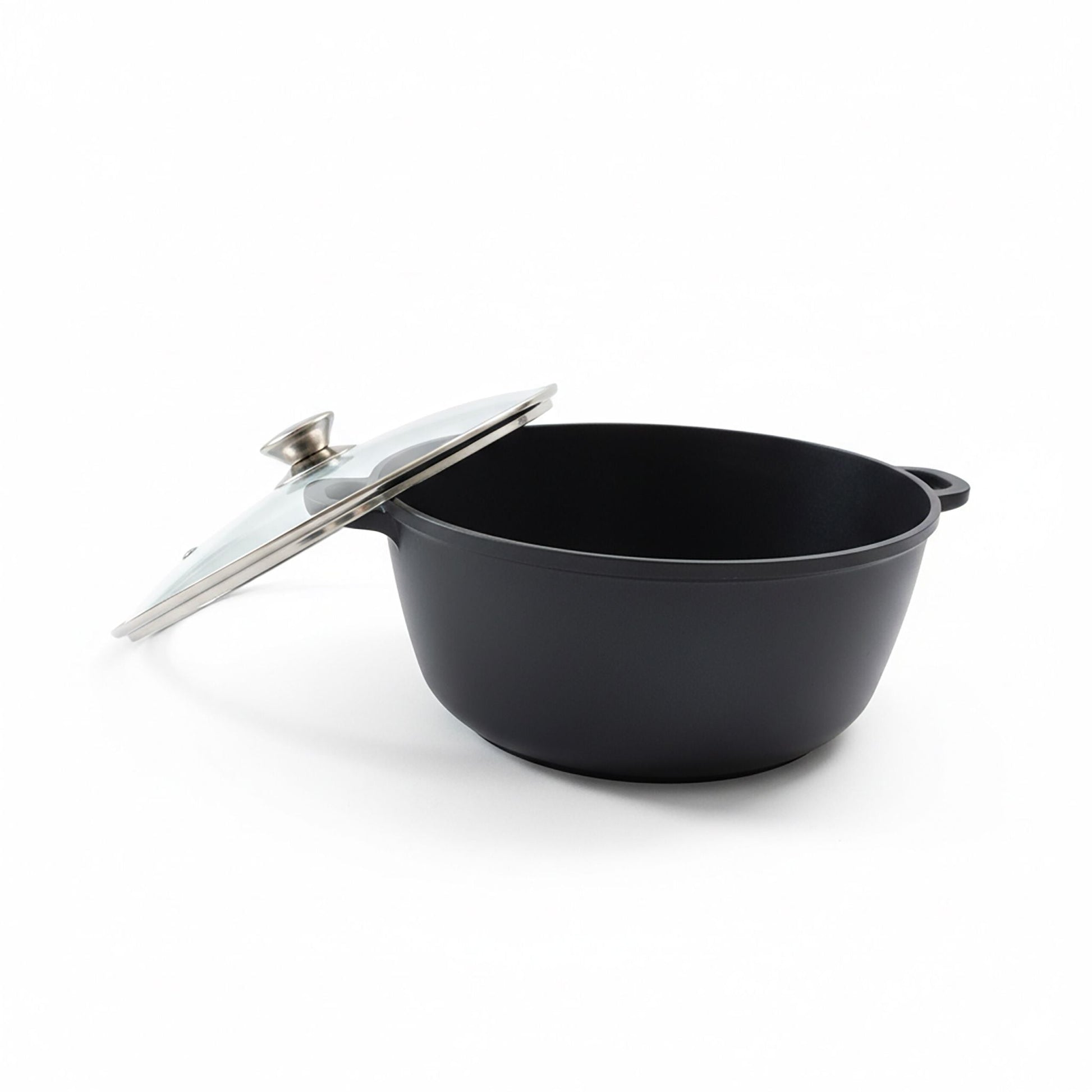 Schmortopf mit Glasdeckel Schwarz-Silber-Transparent von Relaxdays