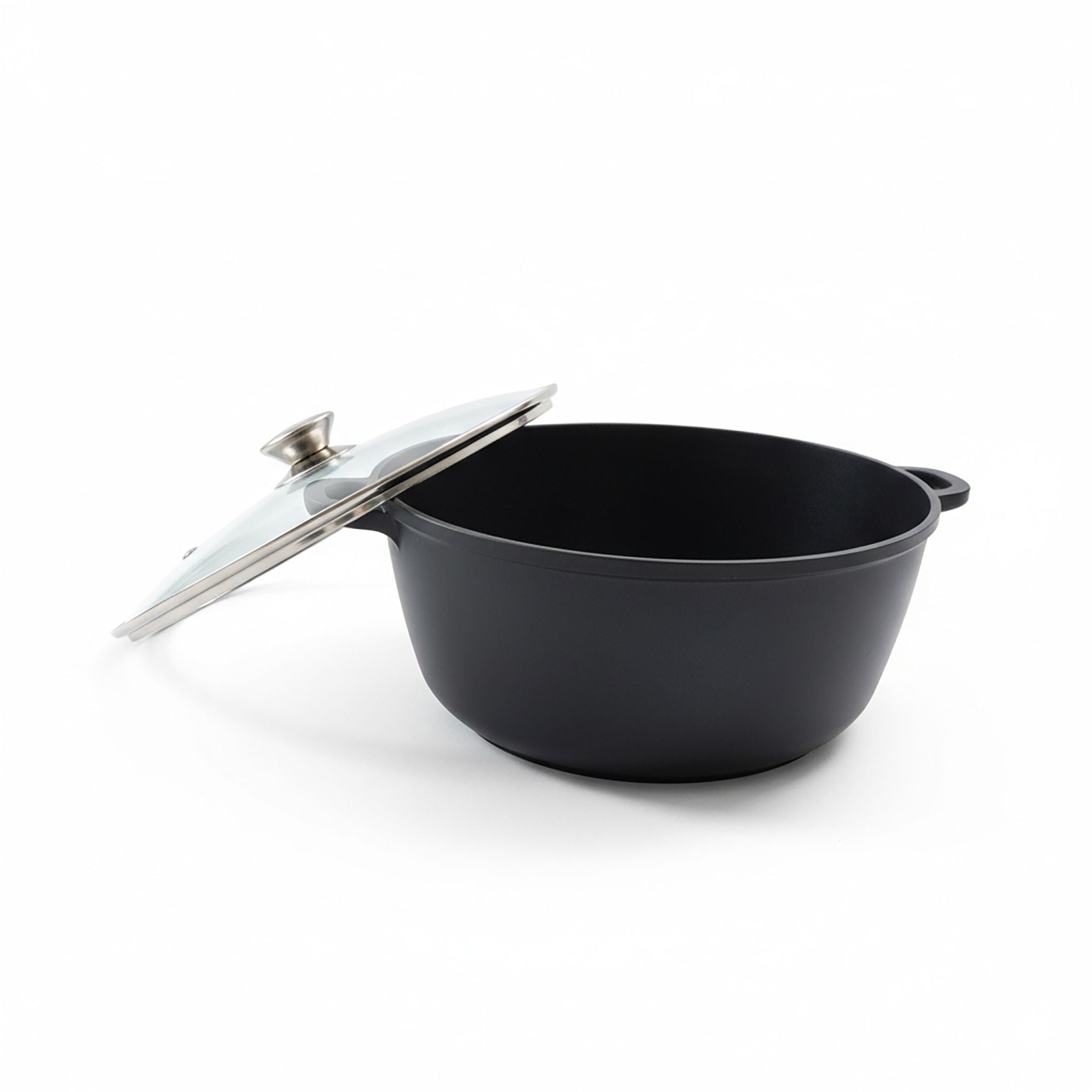 Schmortopf mit Glasdeckel Schwarz-Silber-Transparent von Relaxdays