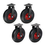 Bockrolle und Lenkrolle Set 3.00-4 Rot-Schwarz von Relaxdays