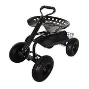 Fahrbarer Gartensitz mit Stauraum Schwarz von Relaxdays