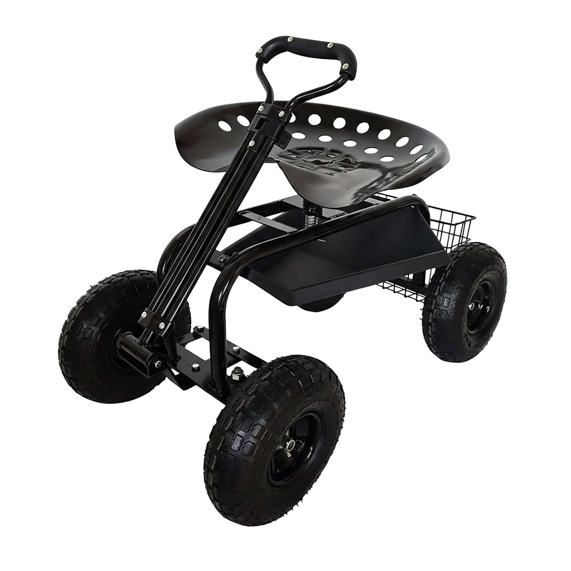Fahrbarer Gartensitz mit Stauraum Schwarz von Relaxdays