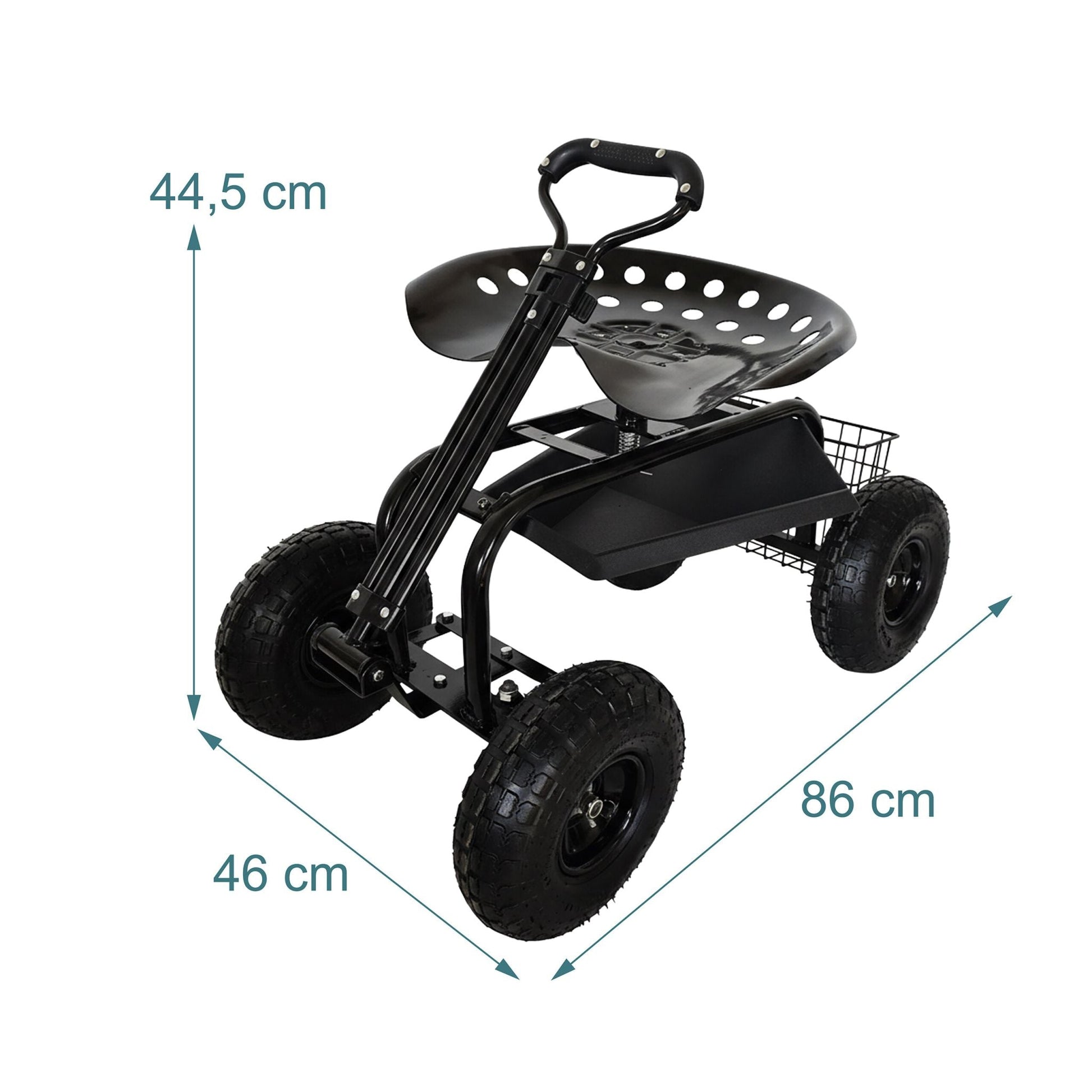 Fahrbarer Gartensitz mit Stauraum Schwarz von Relaxdays