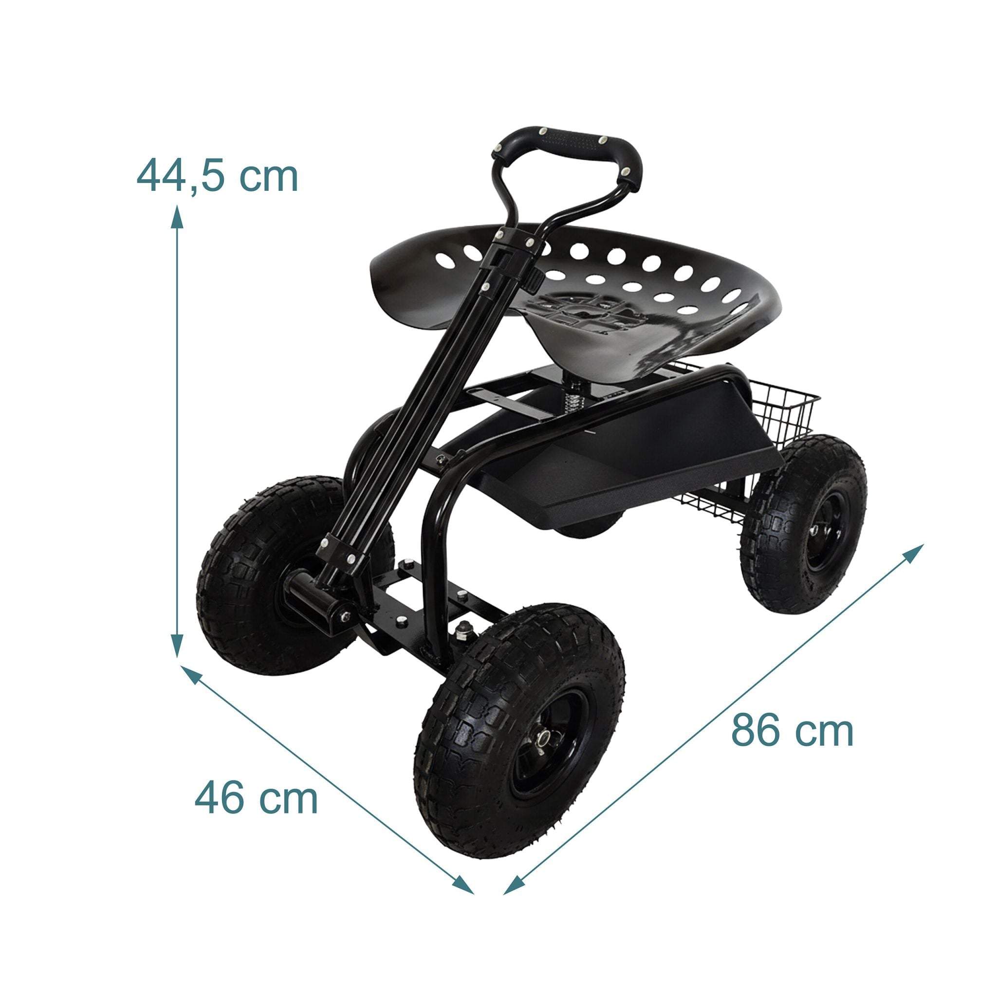 Fahrbarer Gartensitz mit Stauraum Schwarz von Relaxdays