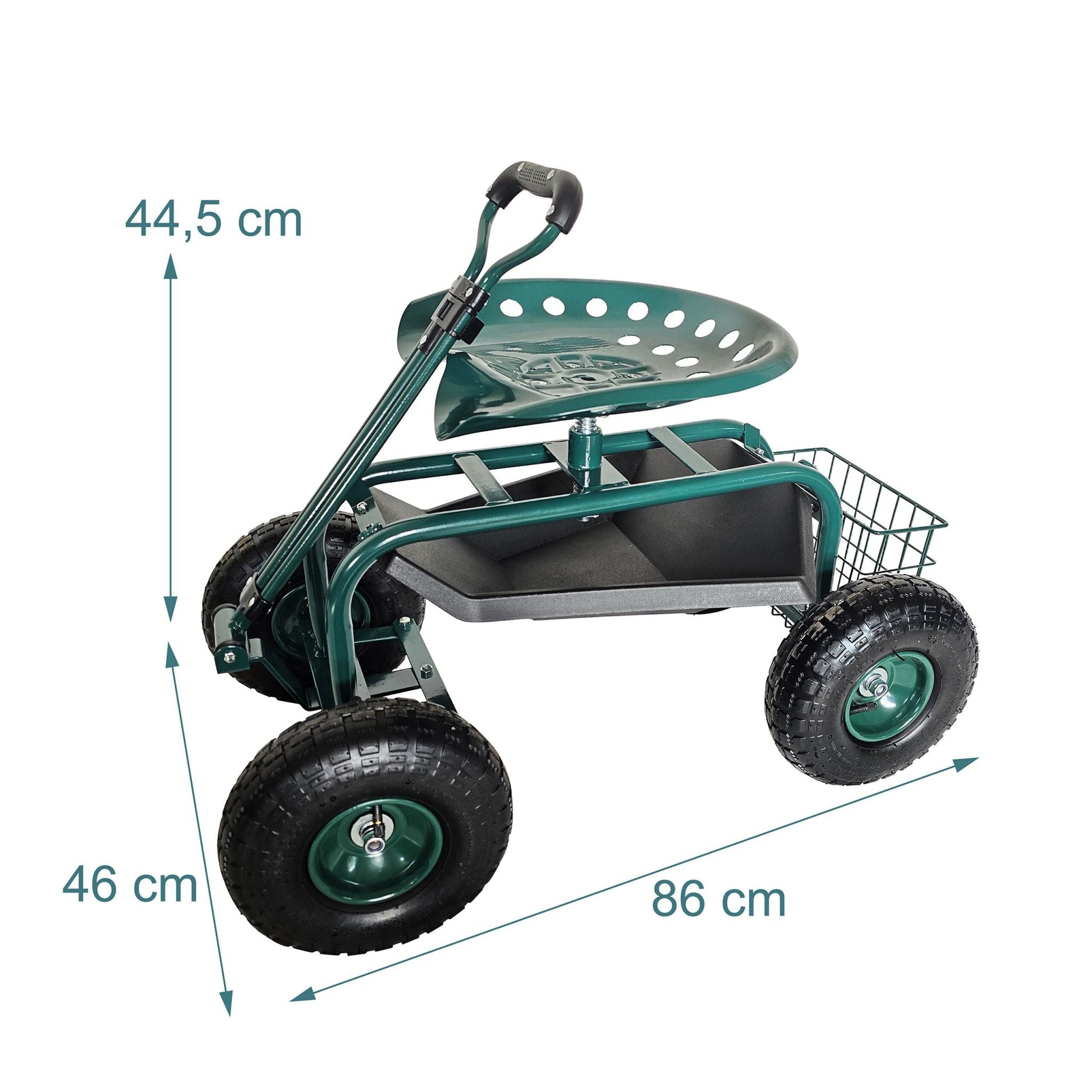 Fahrbarer Gartensitz mit Stauraum Dunkelgrün-Schwarz von Relaxdays