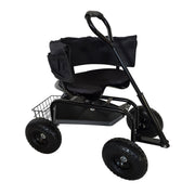Fahrbarer Gartensitz mit Stauraum Schwarz von Relaxdays