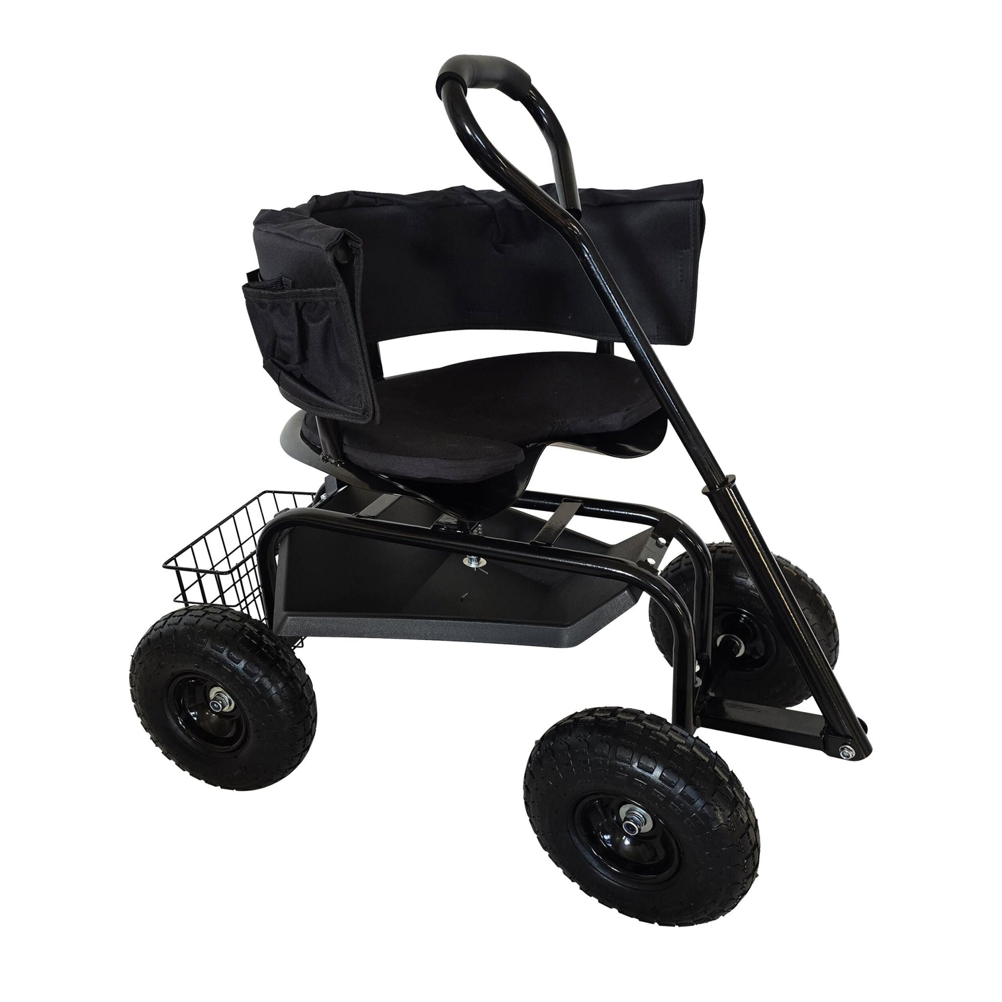 Fahrbarer Gartensitz mit Stauraum Schwarz von Relaxdays