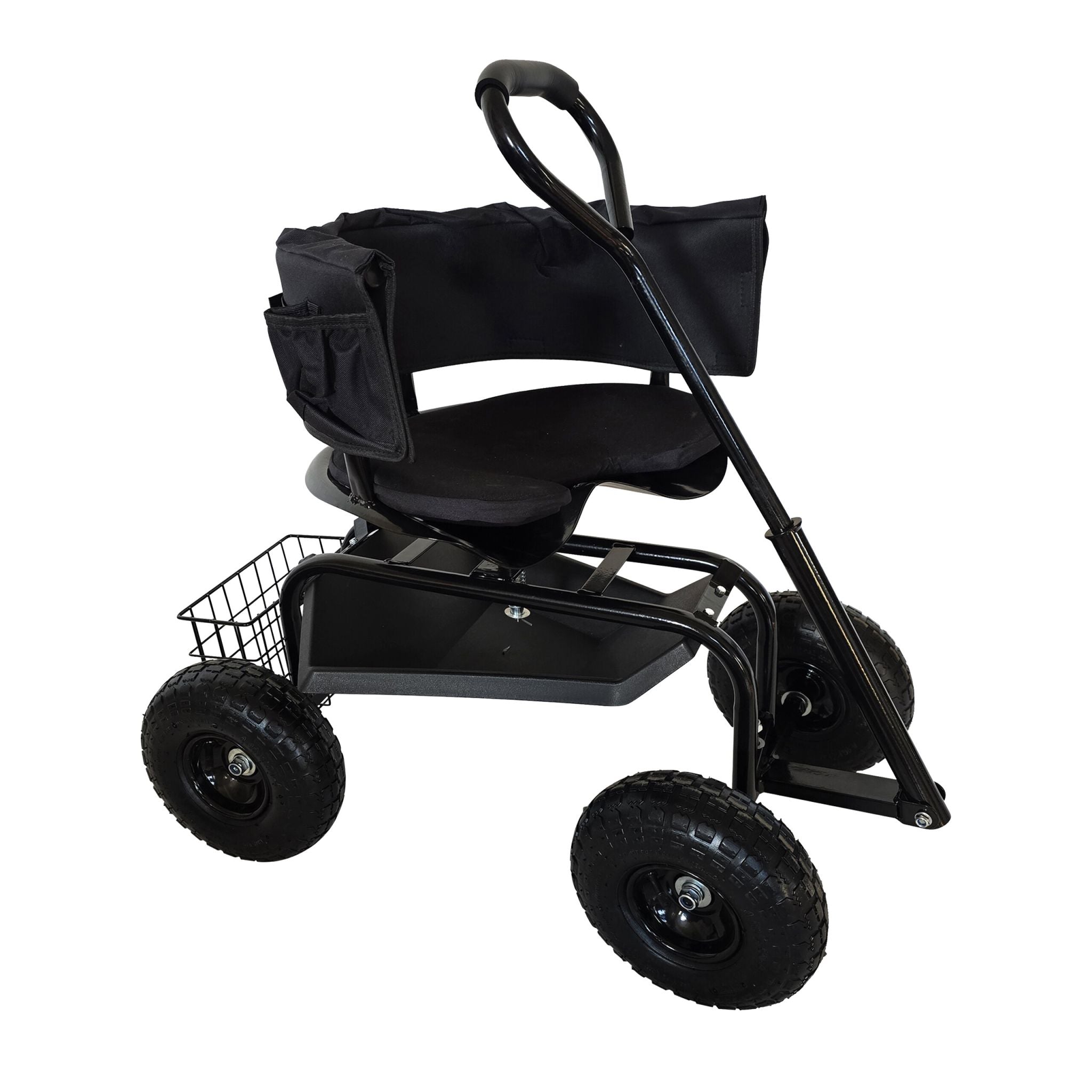 Fahrbarer Gartensitz mit Stauraum Schwarz von Relaxdays