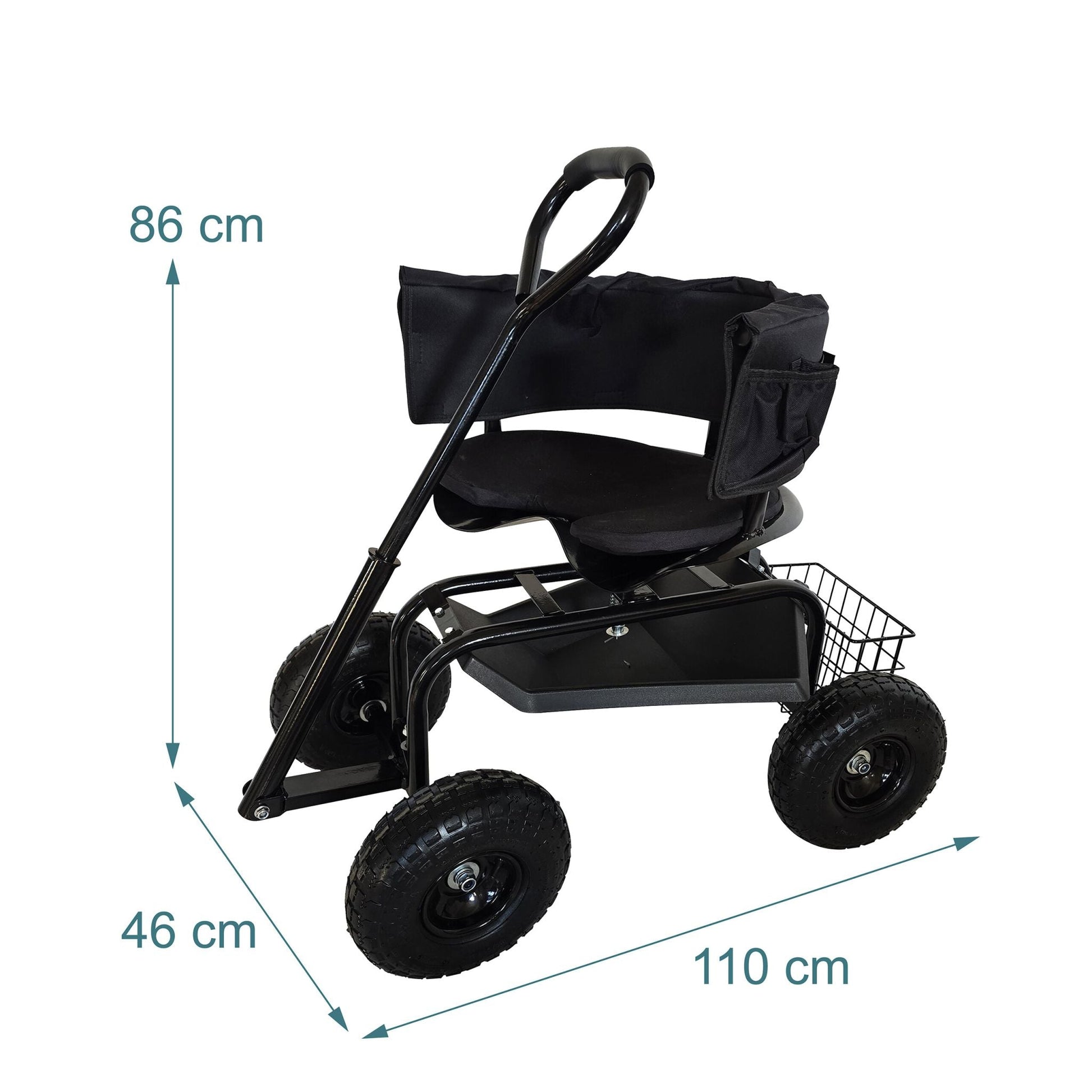 Fahrbarer Gartensitz mit Stauraum Schwarz von Relaxdays