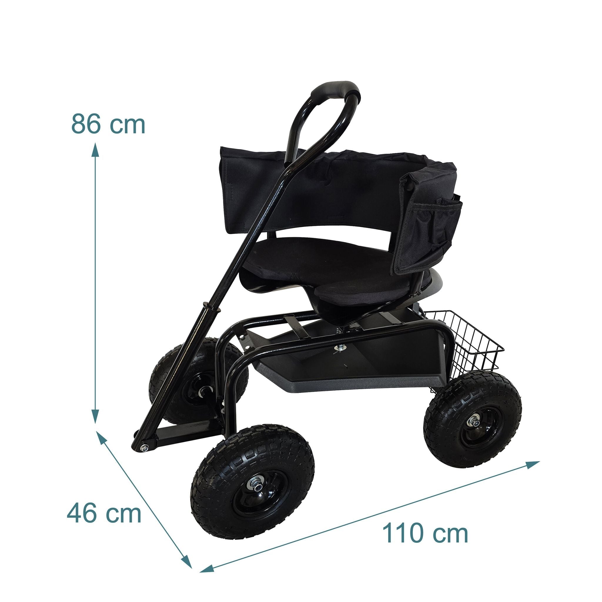 Fahrbarer Gartensitz mit Stauraum Schwarz von Relaxdays