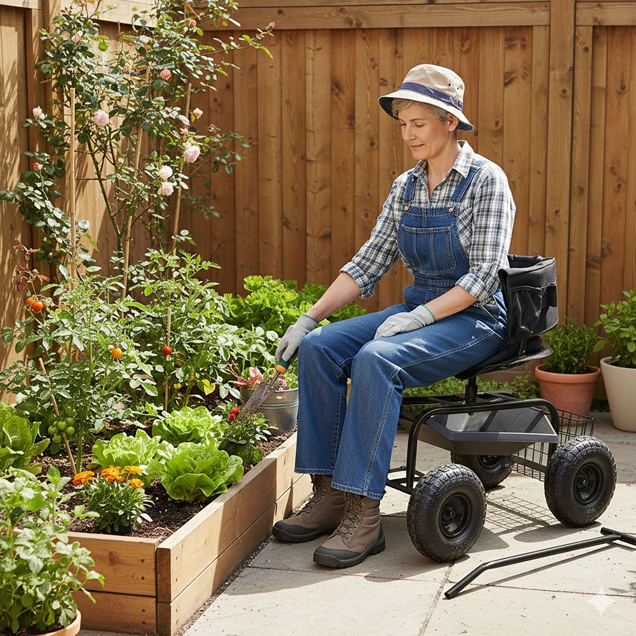 Fahrbarer Gartensitz mit Stauraum Schwarz von Relaxdays