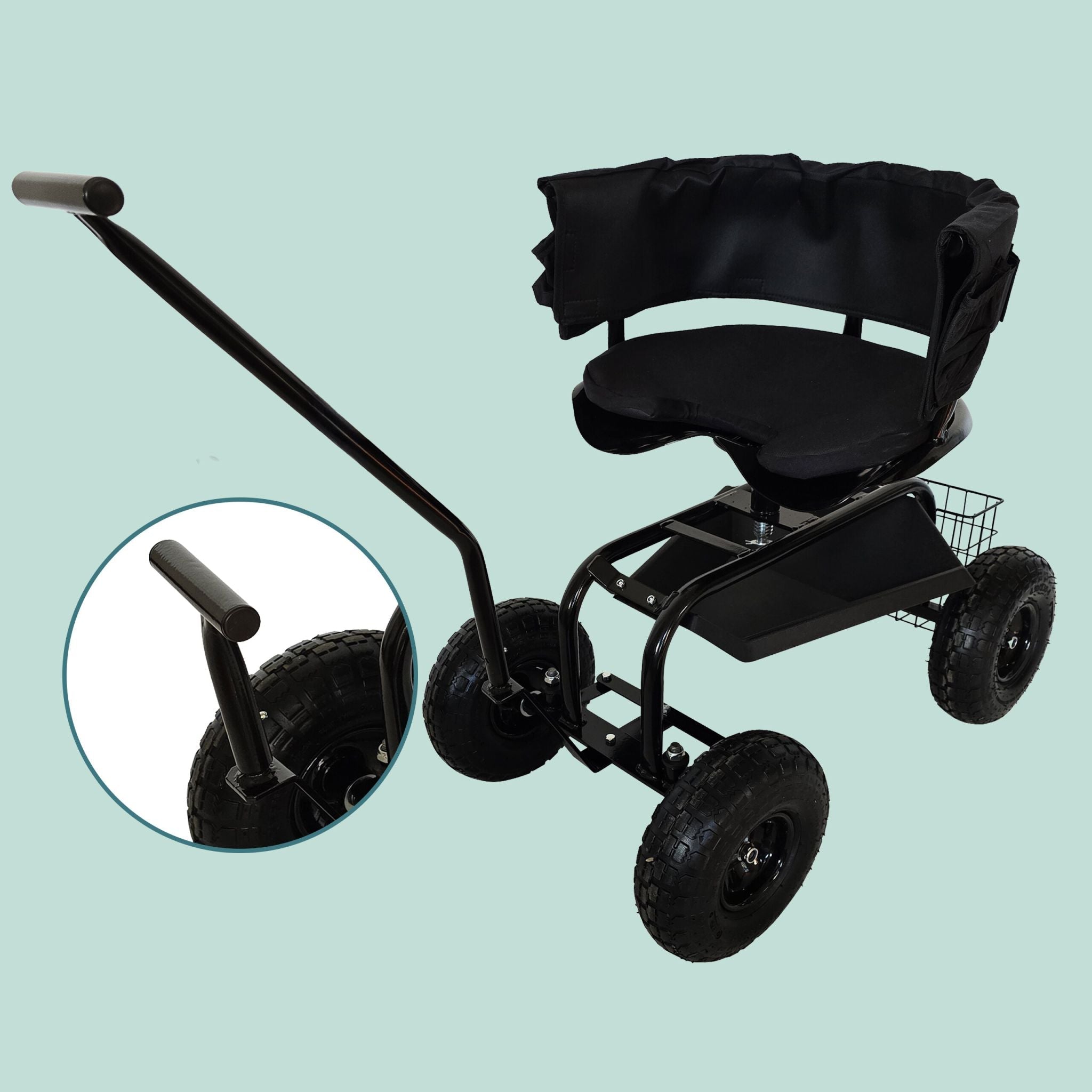 Fahrbarer Gartensitz mit Stauraum Schwarz von Relaxdays