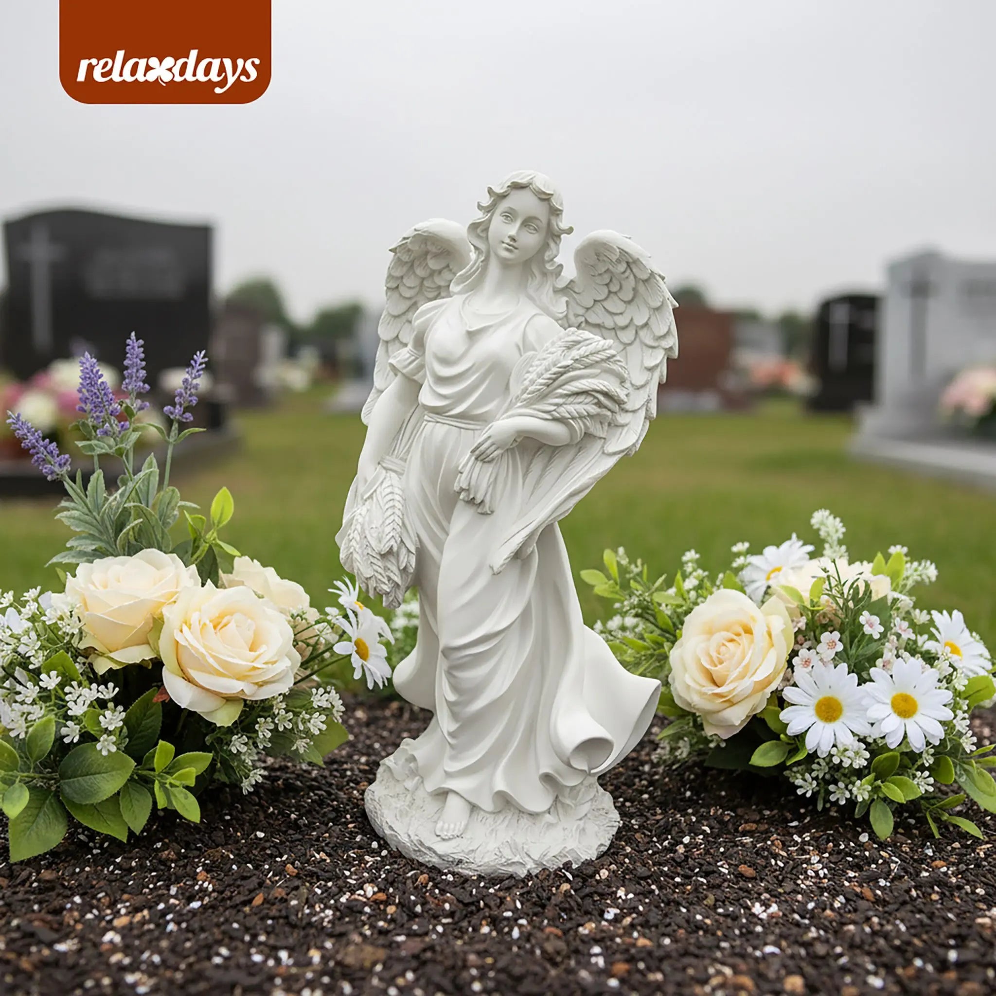 Grosser Grabengel Weiss von Relaxdays