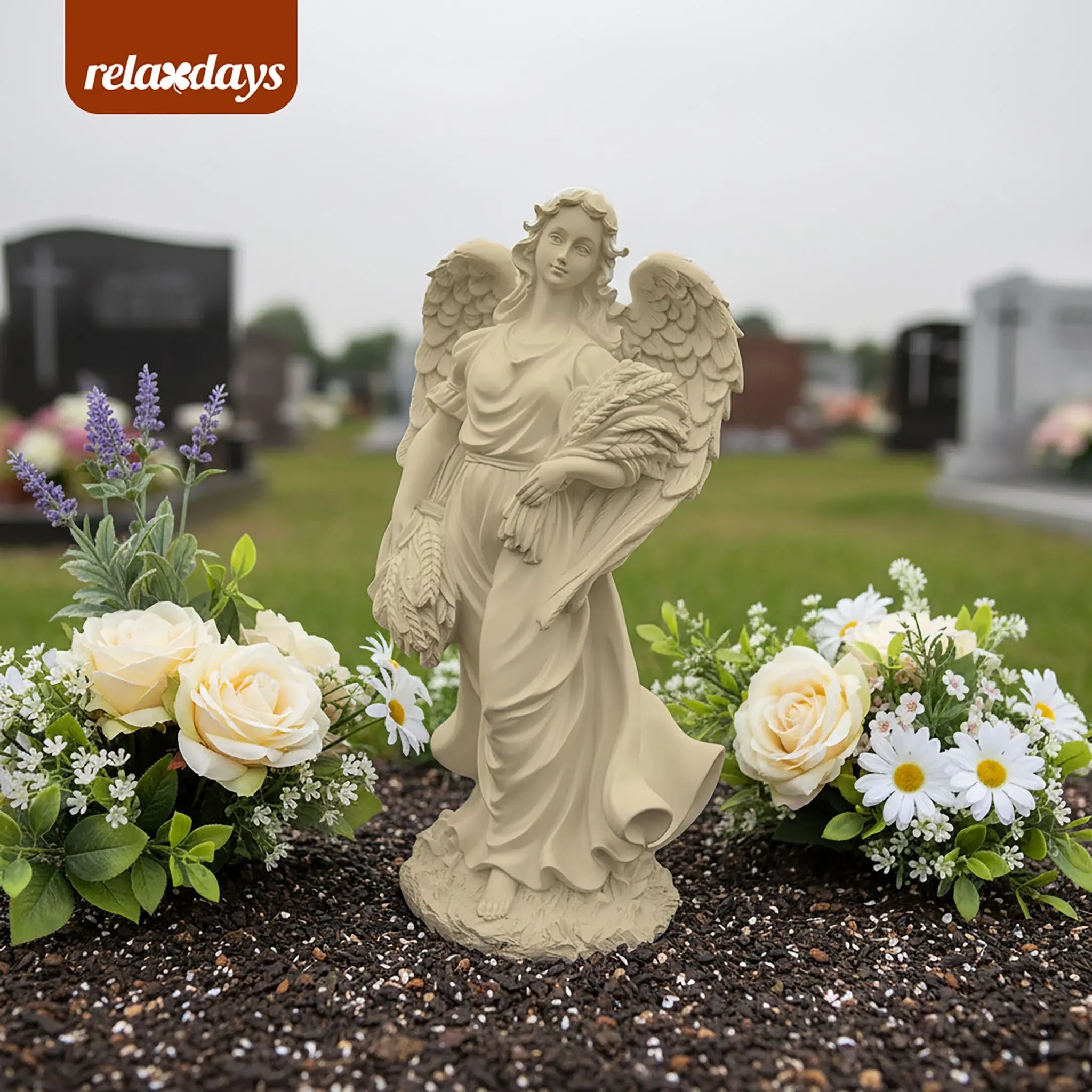 Grosser Grabengel Creme von Relaxdays