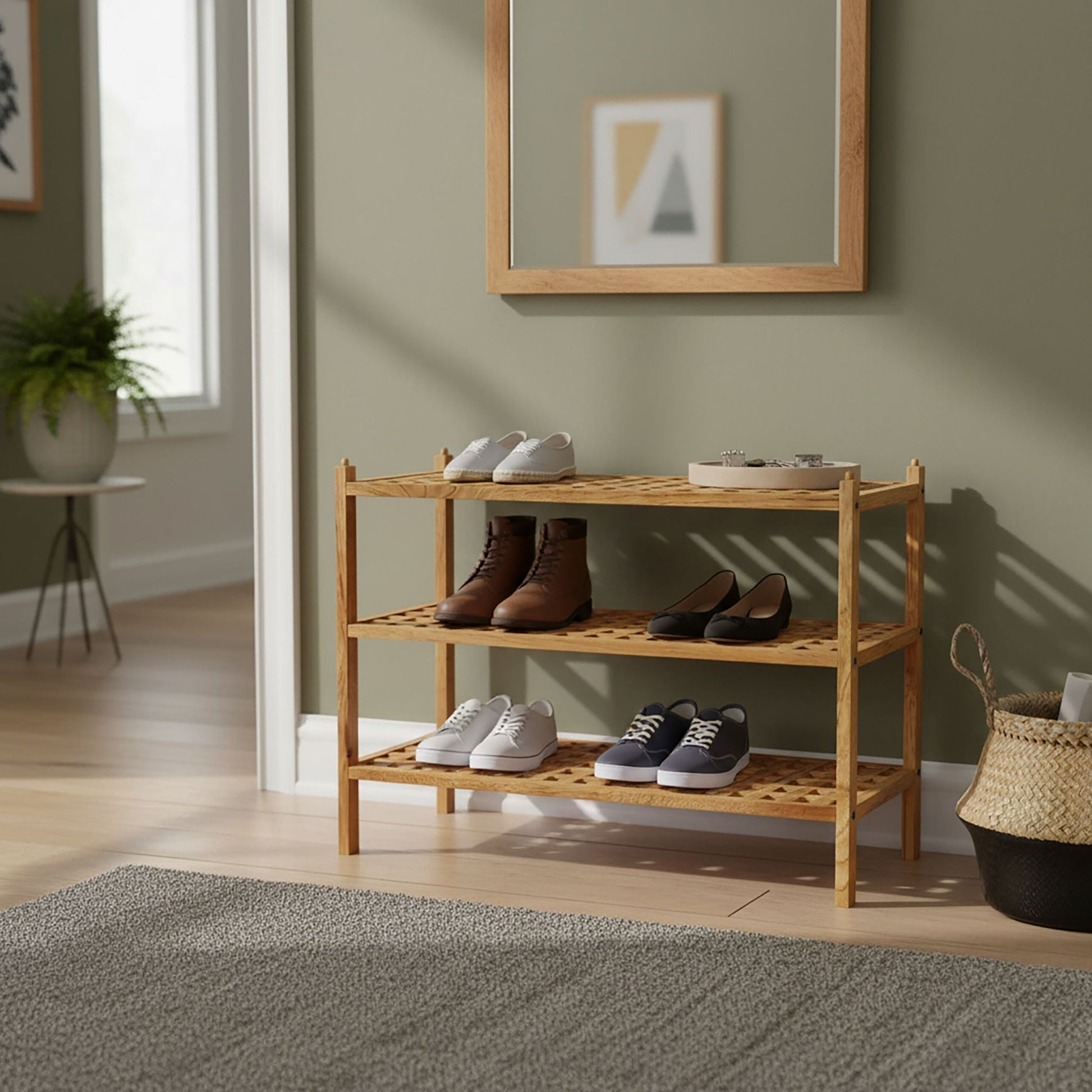Schuhregal Walnuss mit 3 Ebenen Hellbraun von Relaxdays
